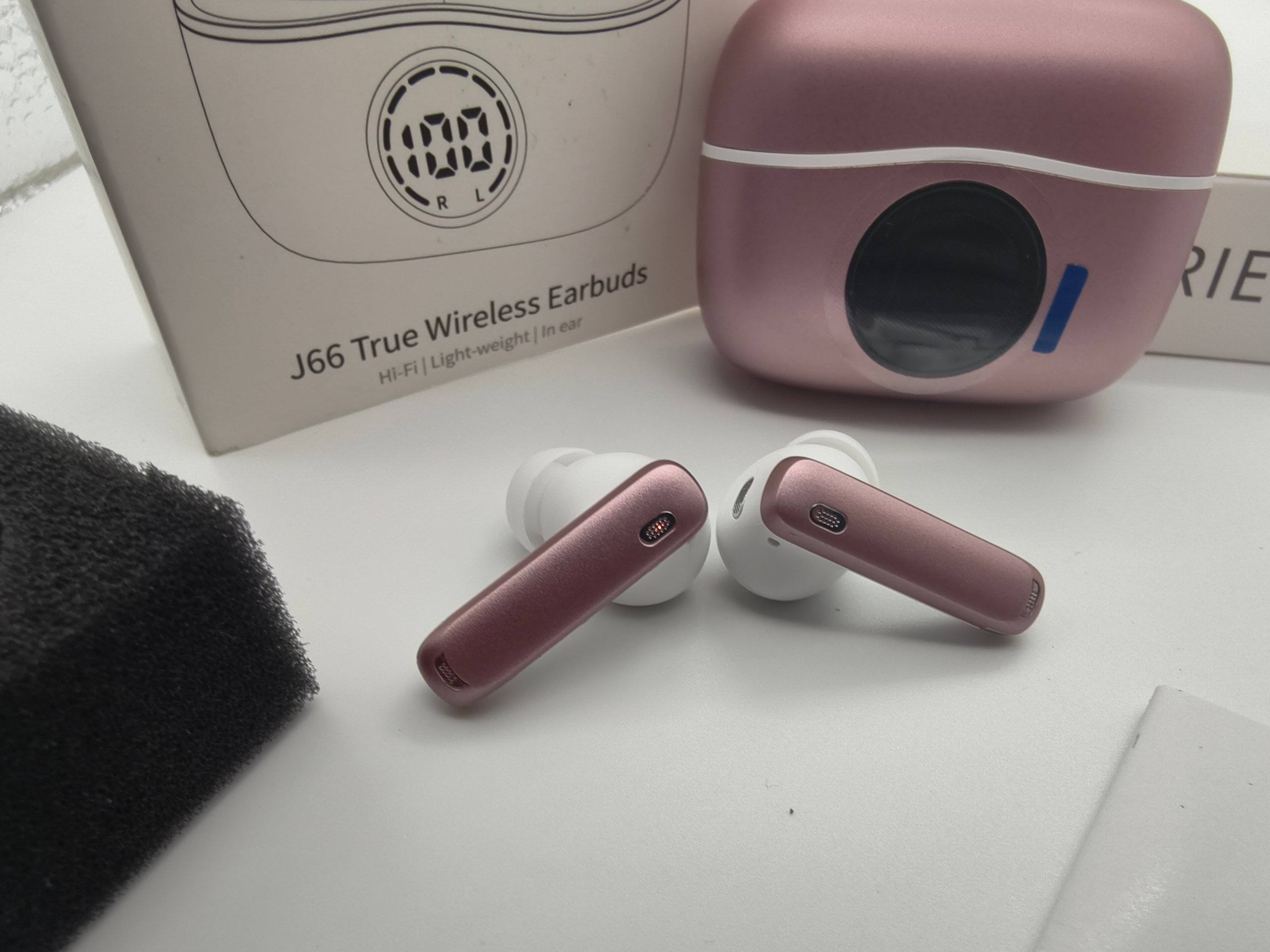 Auricolari Bluetooth J66 TWS chalvh Display LED In-Ear Wireless Oro Rosa Bianchi Box image 3