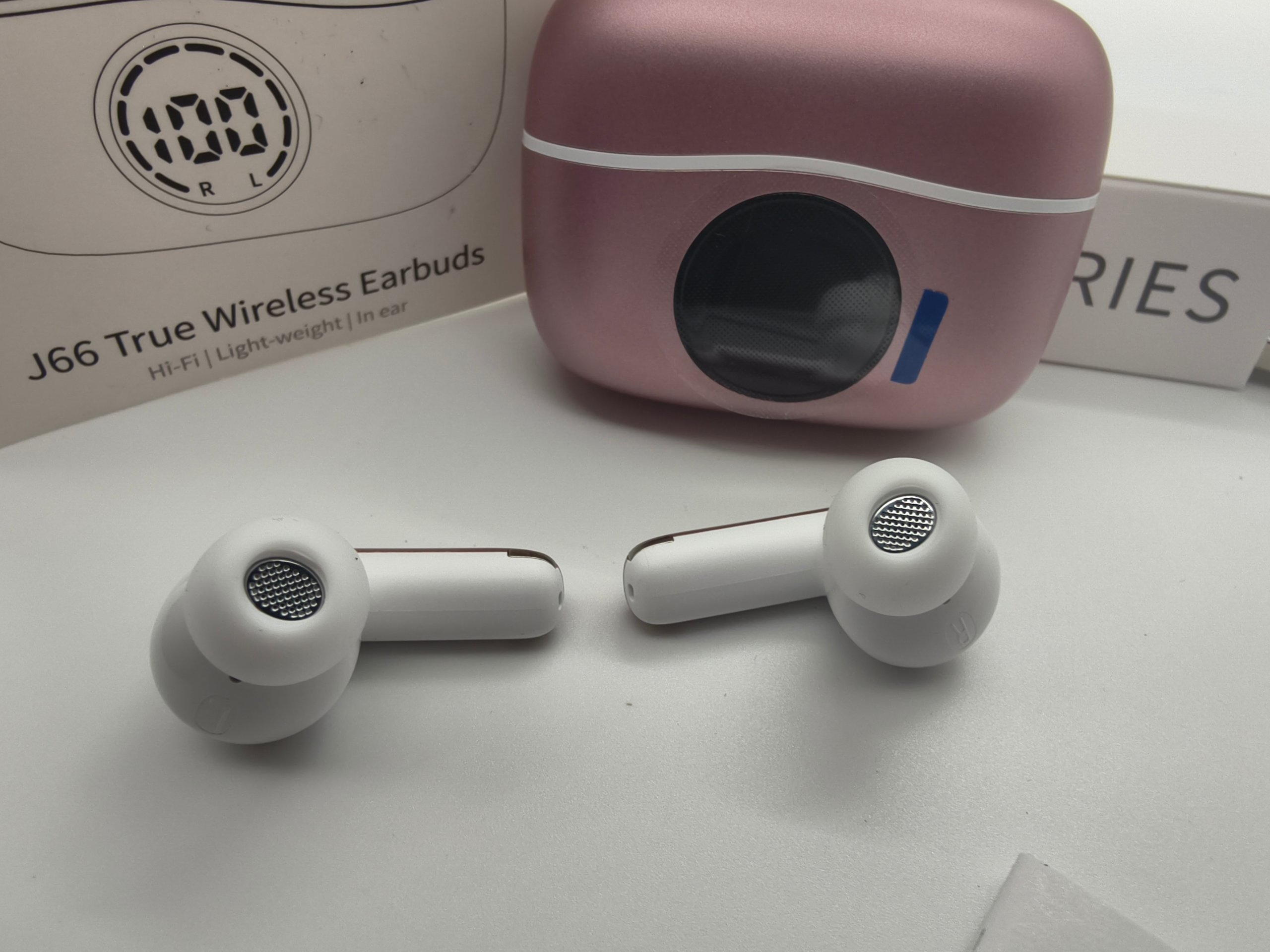 Auricolari Bluetooth J66 TWS chalvh Display LED In-Ear Wireless Oro Rosa Bianchi Box image 4