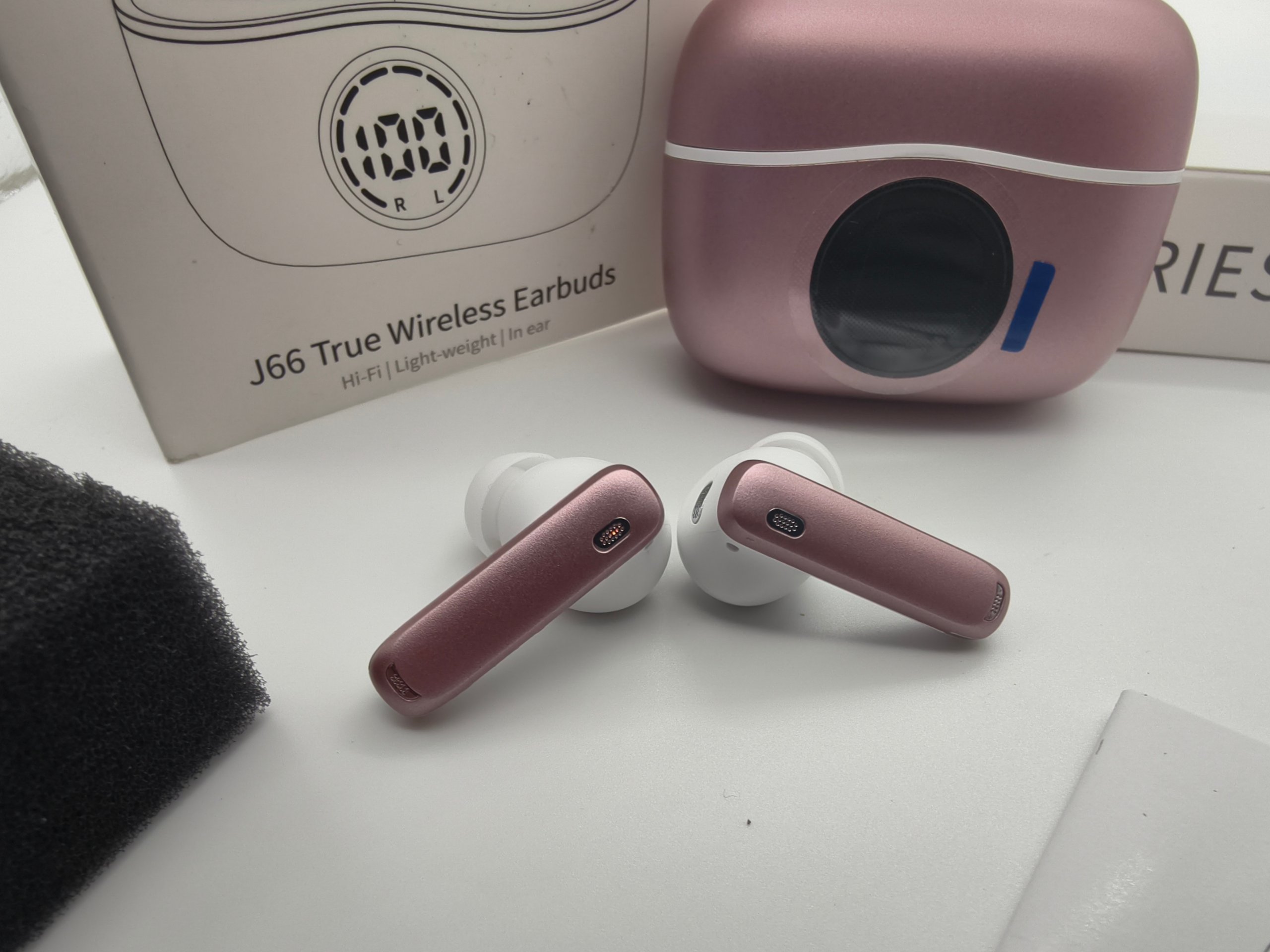 Auricolari Bluetooth J66 TWS chalvh Display LED In-Ear Wireless Oro Rosa Bianchi Box image 5