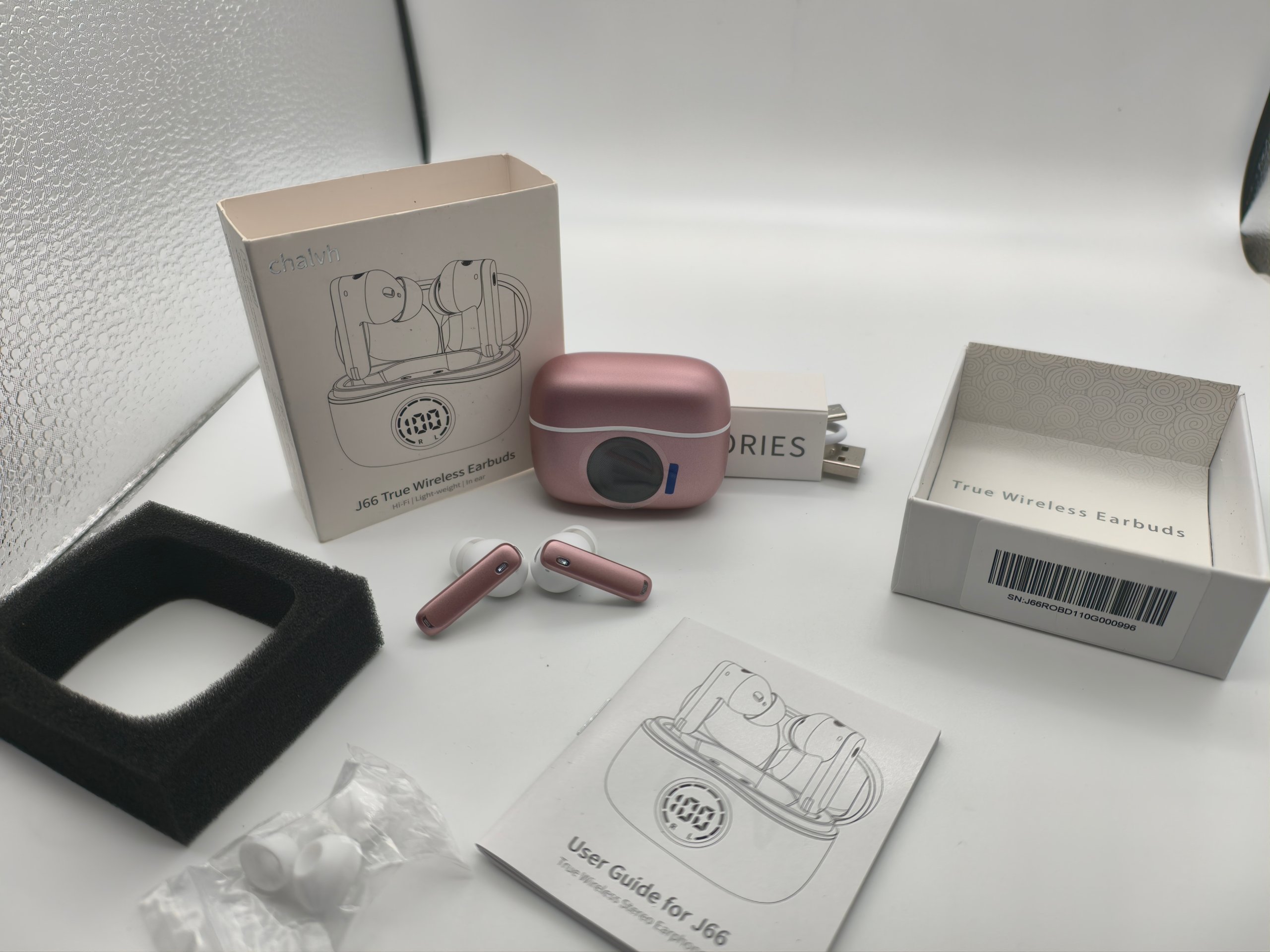 Auricolari Bluetooth J66 TWS chalvh Display LED In-Ear Wireless Oro Rosa Bianchi Box image 6