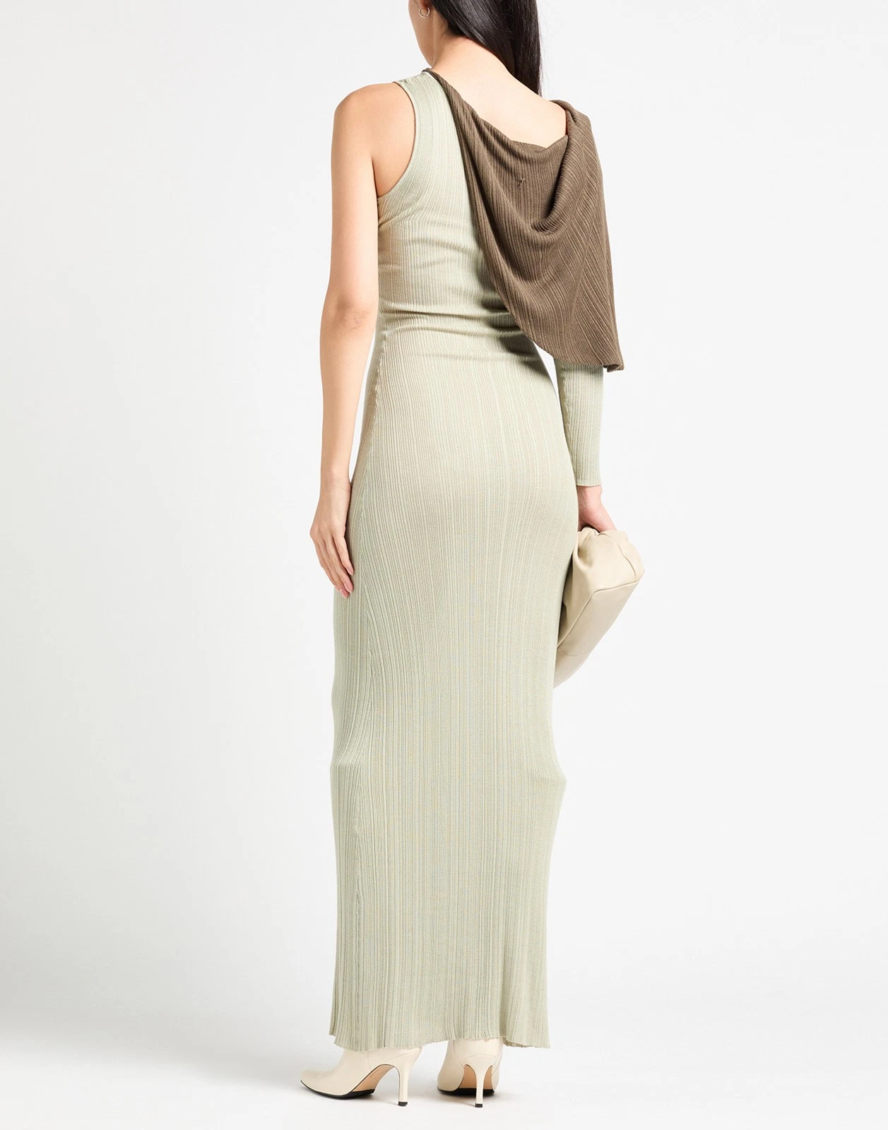 New Aya Muse Silk Blend Ribbed Asymmetric Maxi Dress Size S image 3