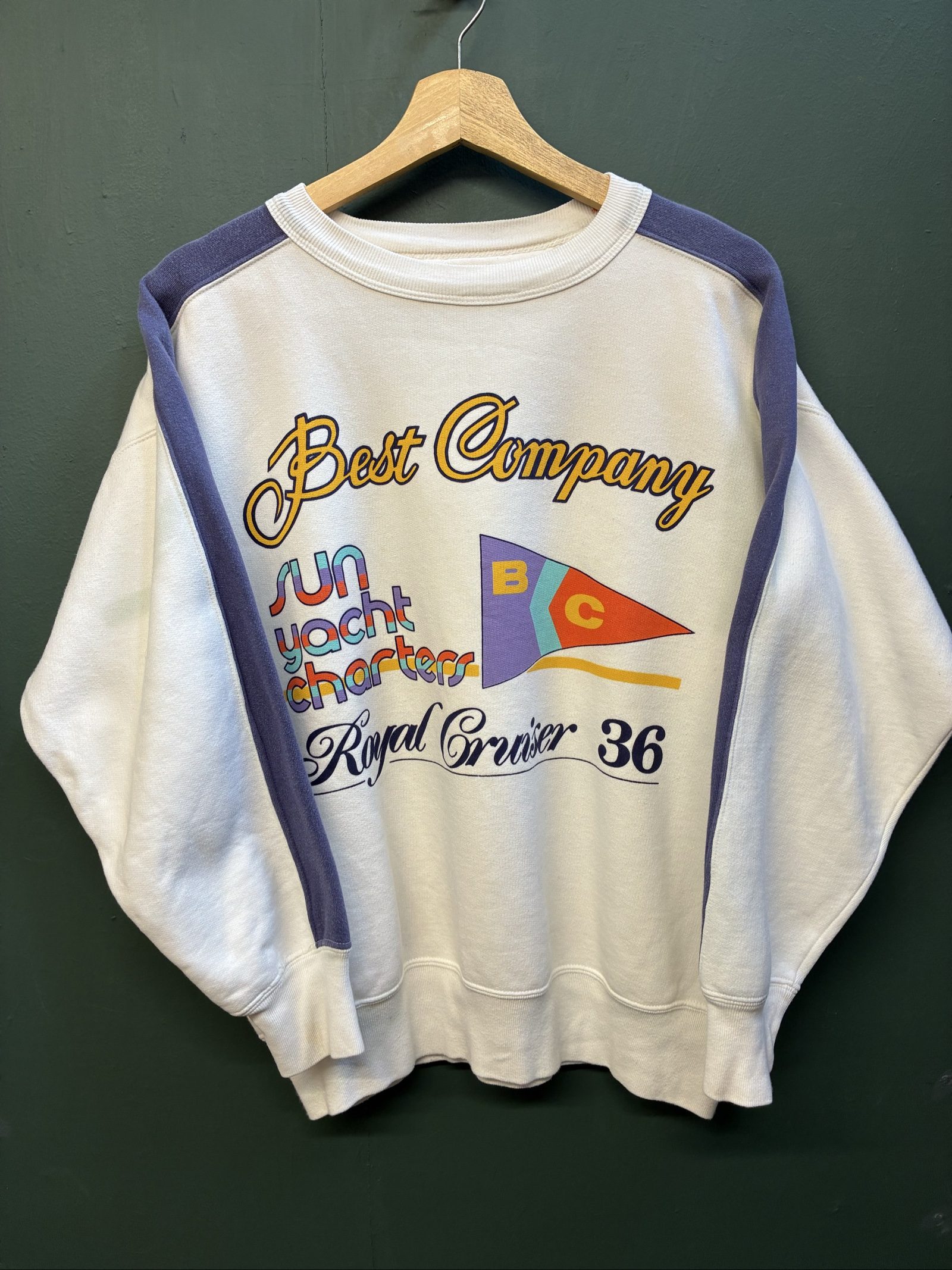 Vintage Best Company paninari White sailing 90s made in Italy Sweatshirt medium