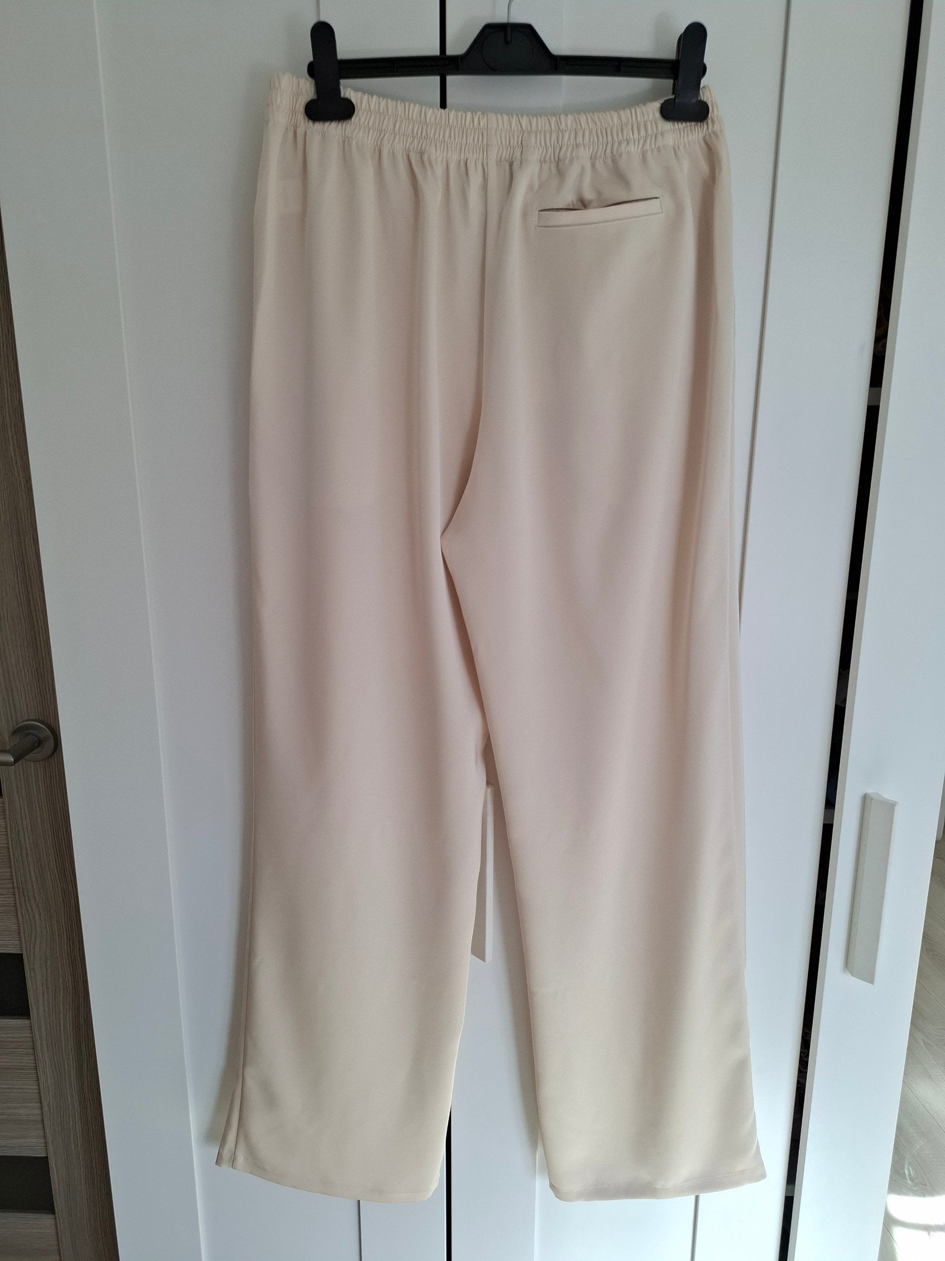 Leset Cream Satin Wide-Leg Trousers Size L image 9
