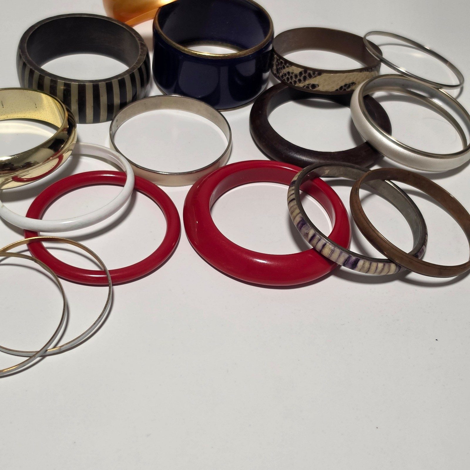 Vintage Mixed Colourful Resin & Metal Bangles Bracelets Set.b9 image 2