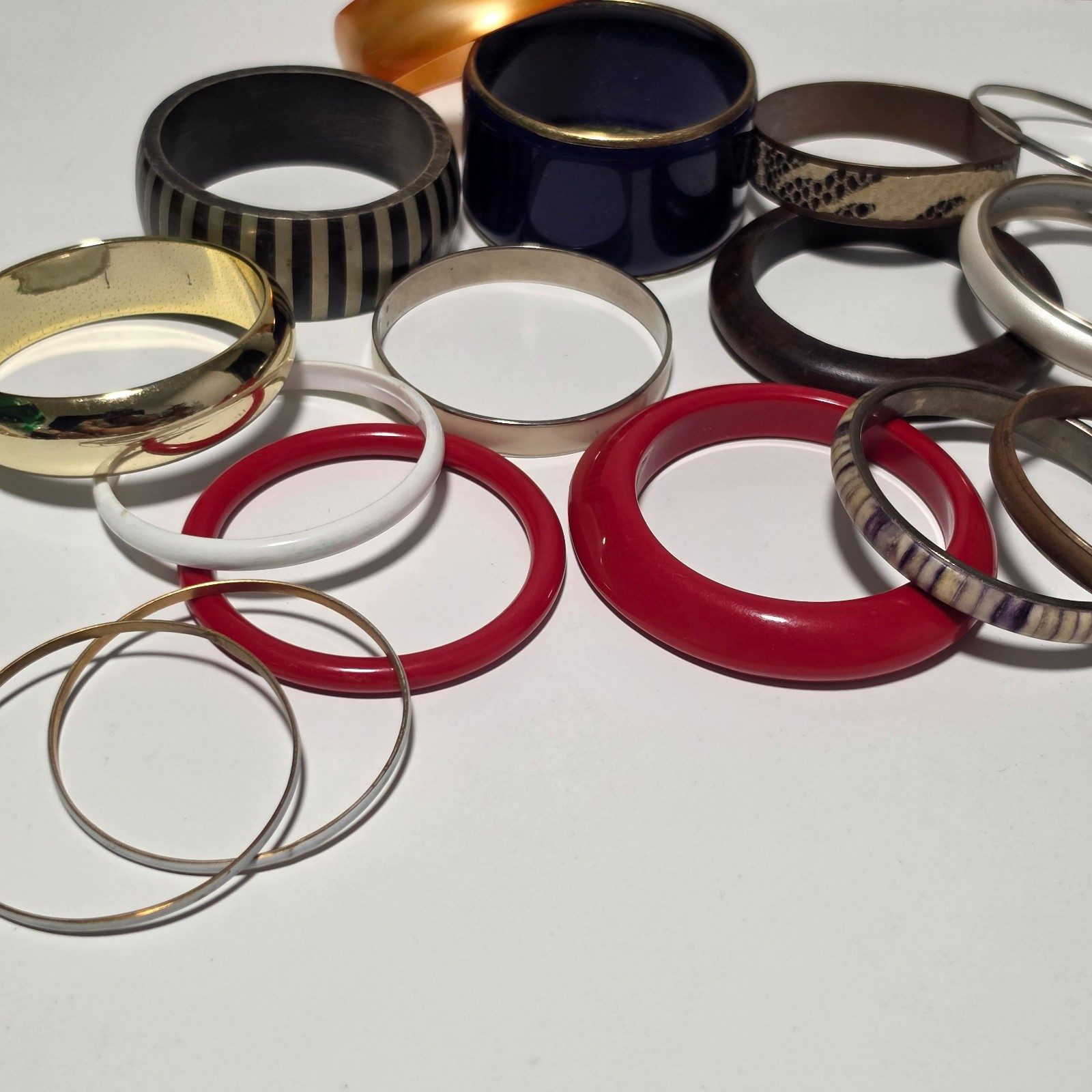 Vintage Mixed Colourful Resin & Metal Bangles Bracelets Set.b9 image 3