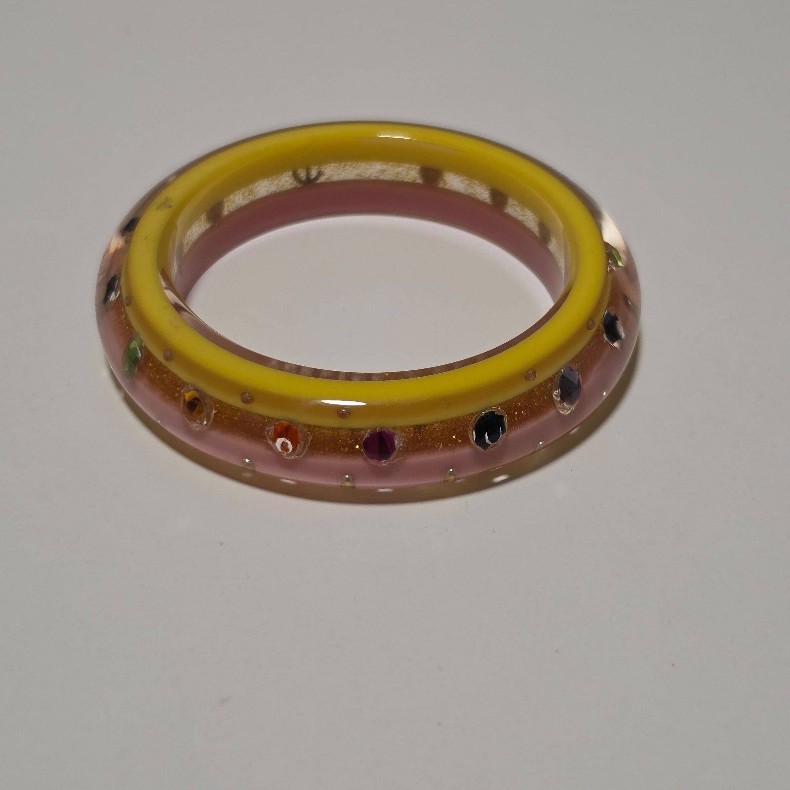 Trelise Cooper Yellow & Pink Crystal Resin Bangle Bracelet.b9 image 3