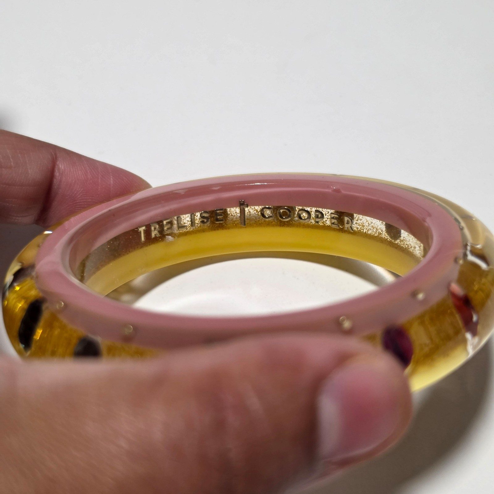 Trelise Cooper Yellow & Pink Crystal Resin Bangle Bracelet.b9 image 4