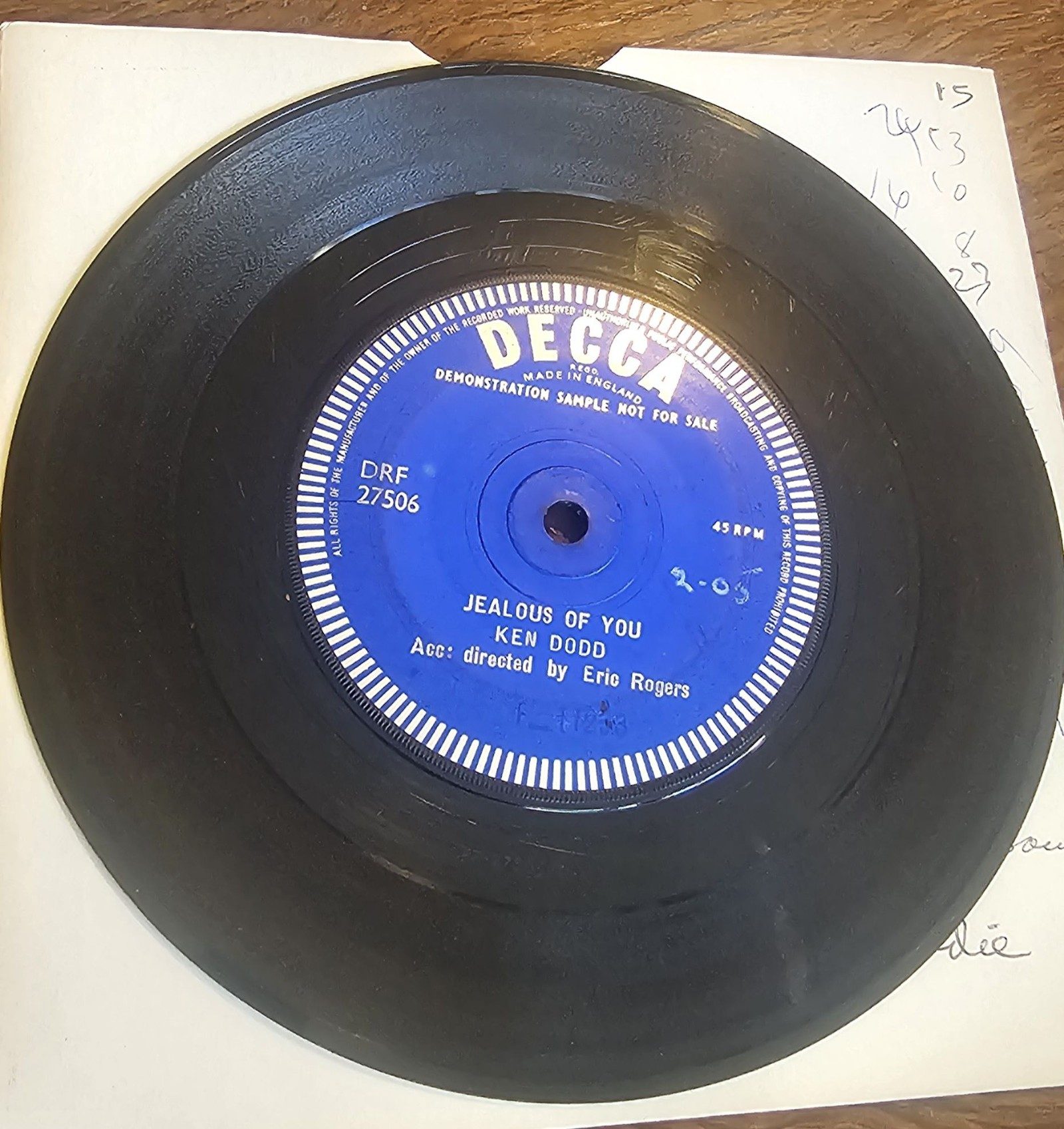 Ken Dodd Jealous Of You Demo Decca DRF 27506 7" Vinyl Single
