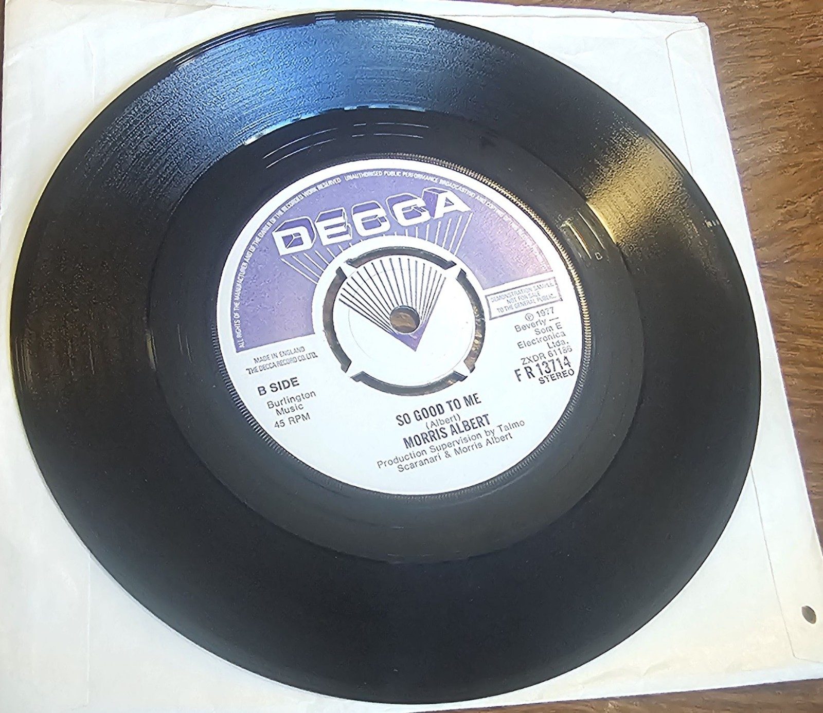 Morris Albert Conversation PROMO DECCA FR 13714 7" Vinyl Single image 2