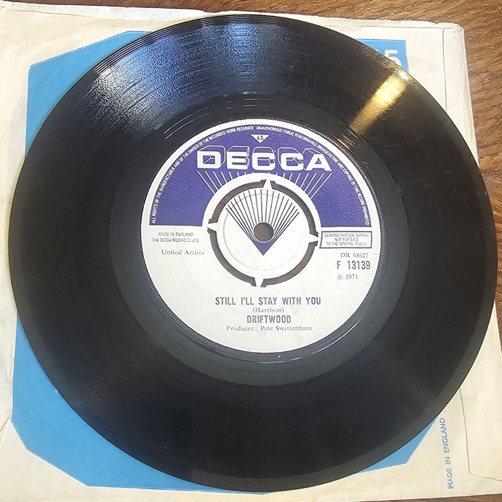 Driftwood Promo Say The Right Things DEMO Decca F 13139 7" image 2