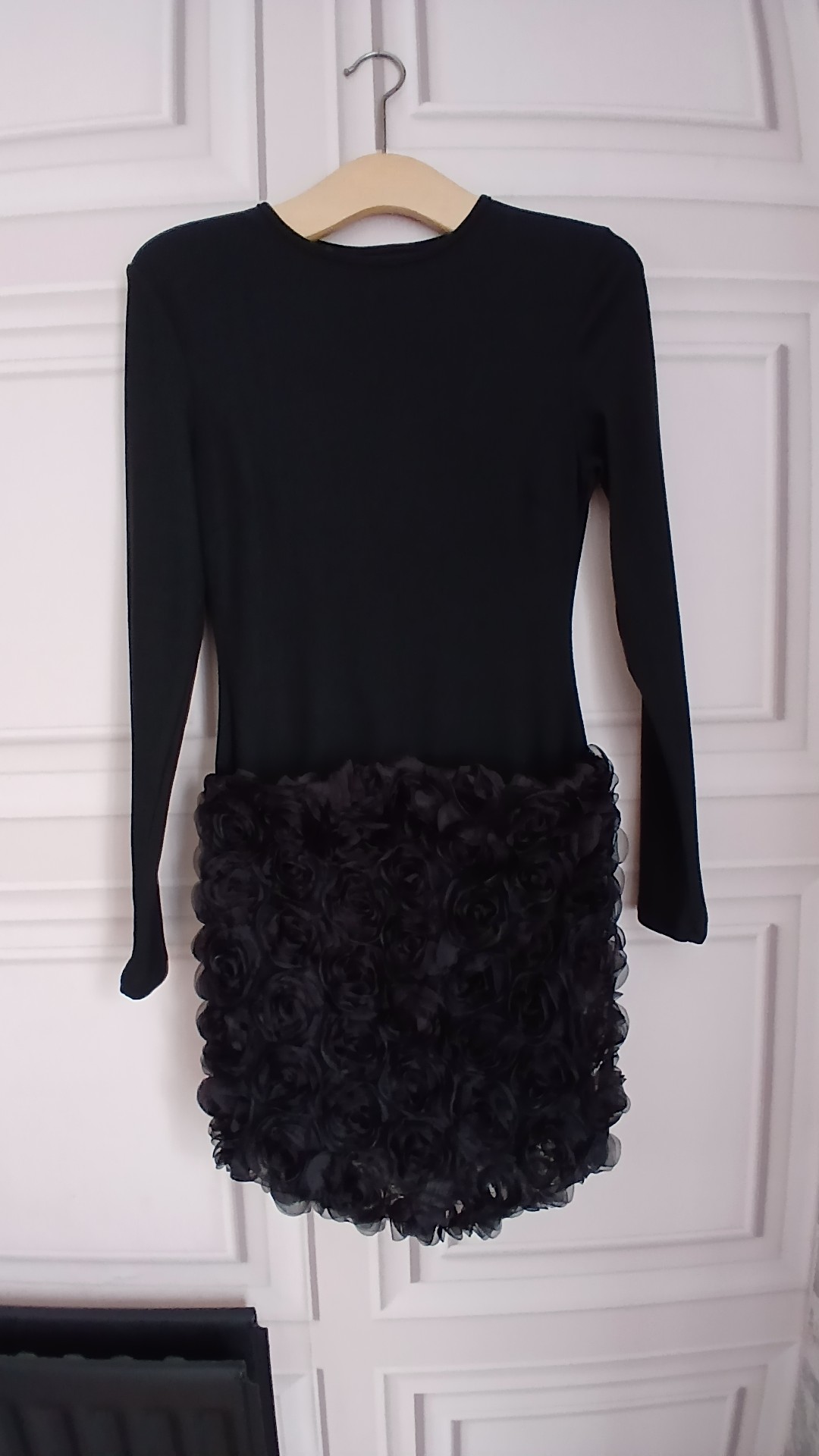 Black 3D Rose Detail Mini Dress Medium UK 10/12