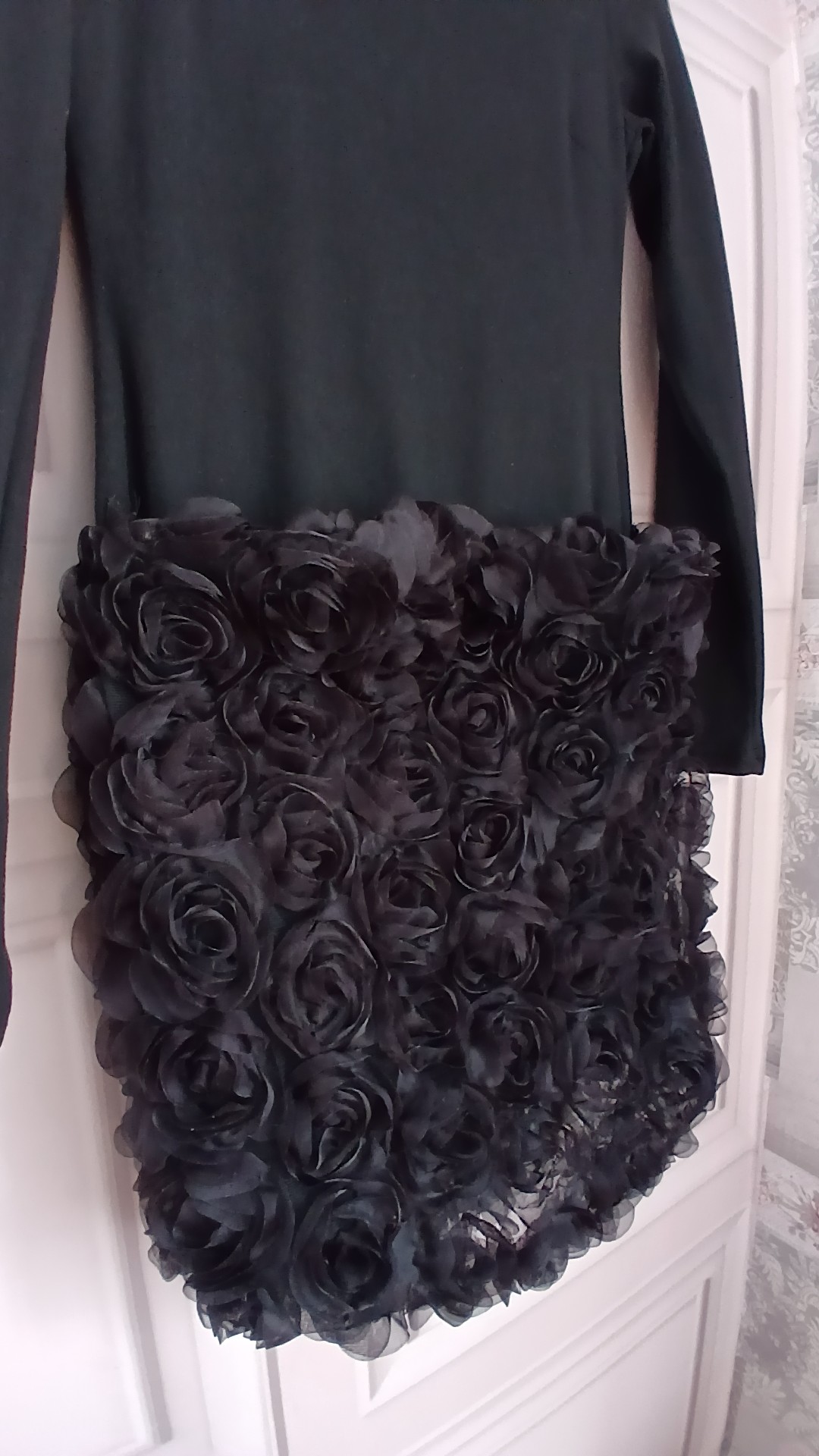 Black 3D Rose Detail Mini Dress Medium UK 10/12 image 2