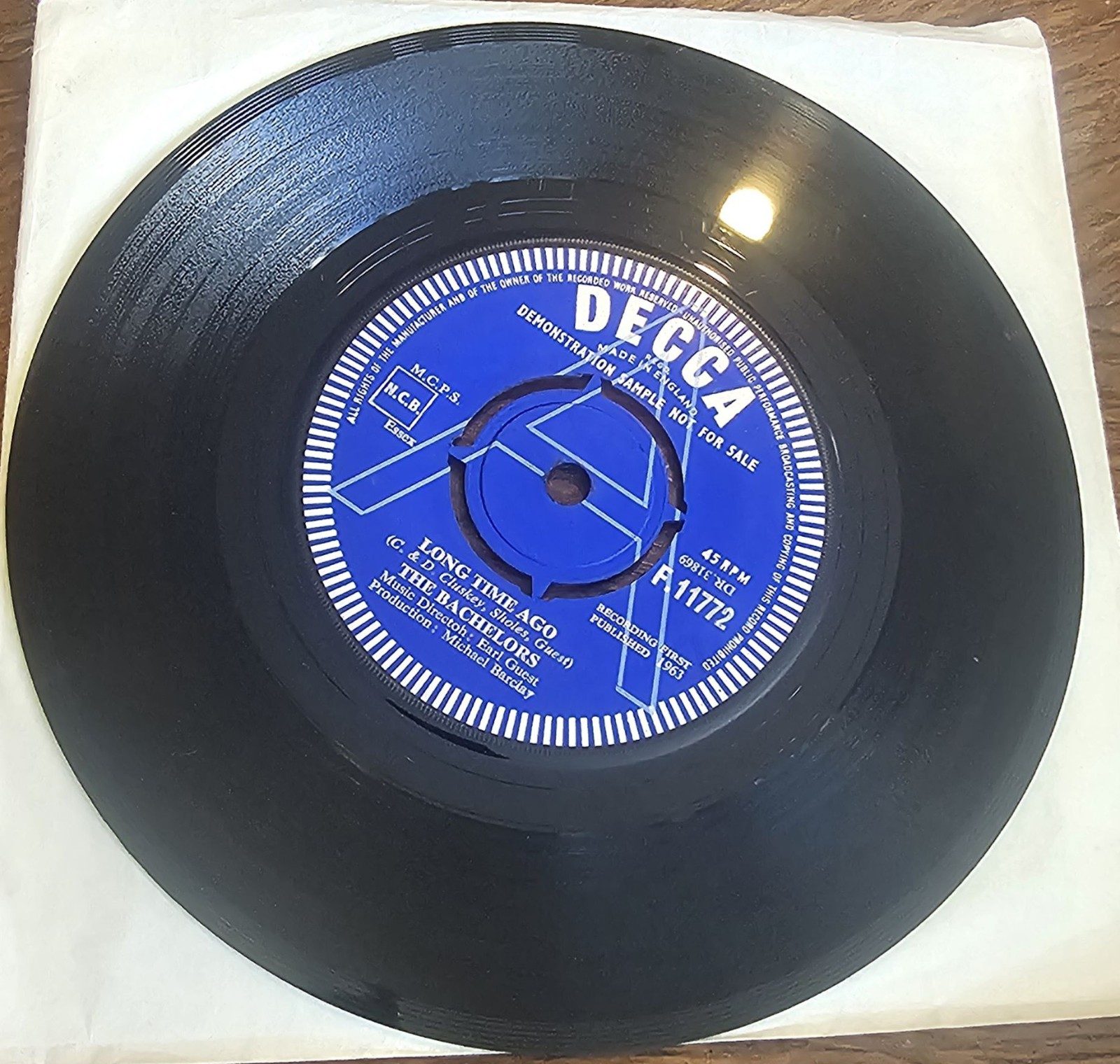 The Bachelors Long Time Ago PROMO Decca F 11772 7" Vinyl Single