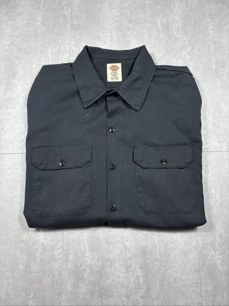 Dickies Flex Black Work Shirt 2XL Poly Cotton Button Up