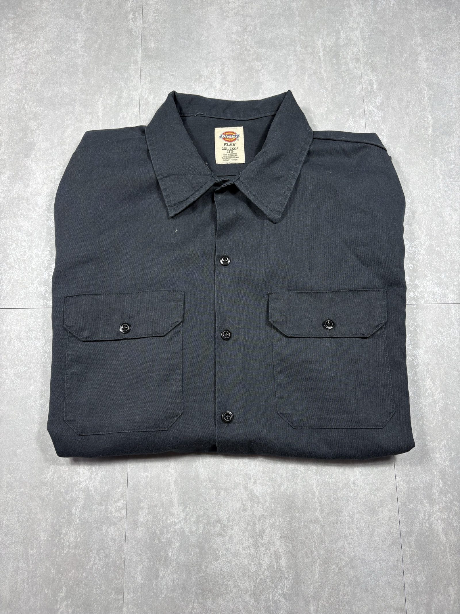 Dickies Flex Black Work Shirt 2XL Poly Cotton Button Up