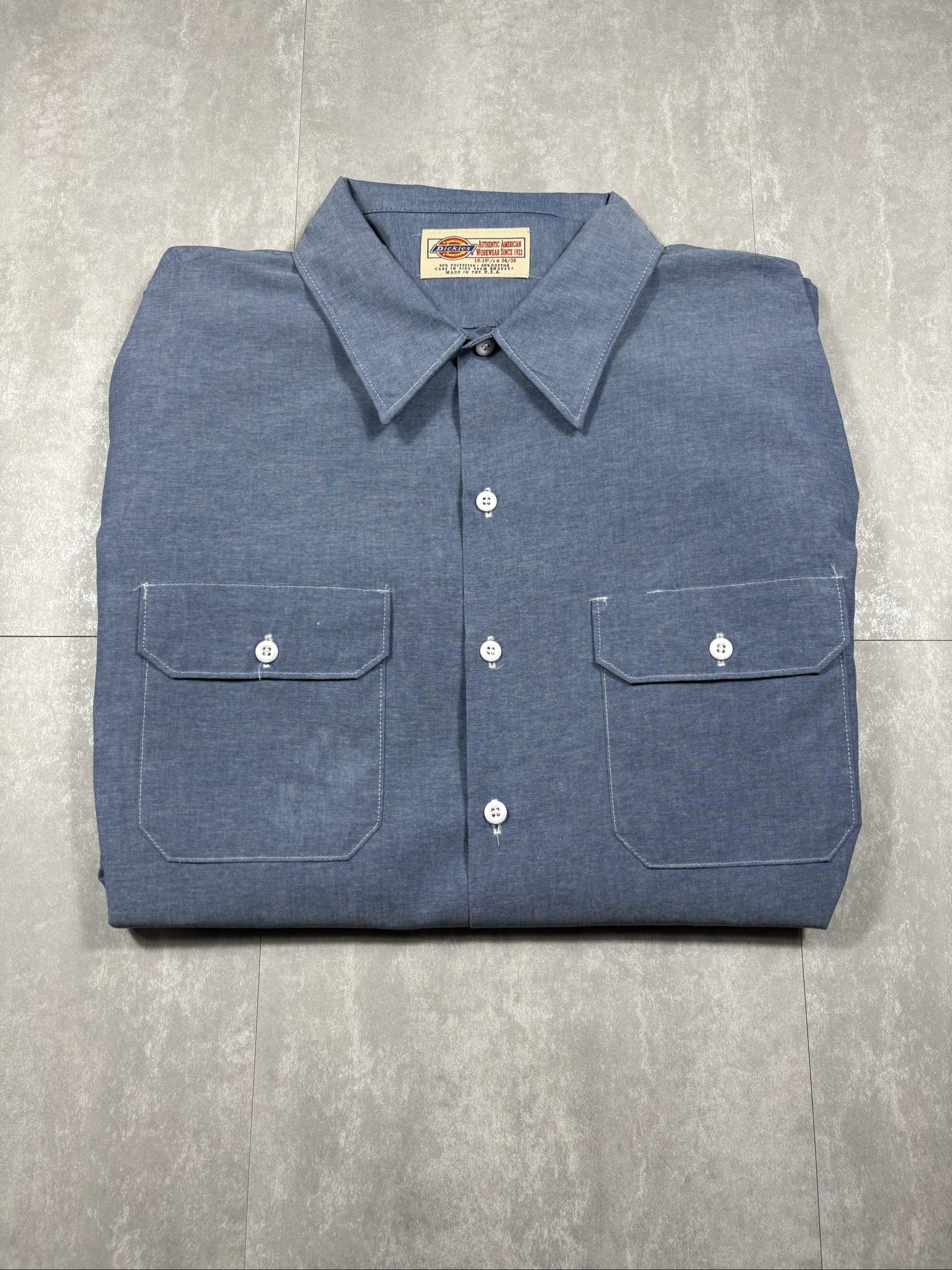 Dickies Blue Poly-Cotton Long Sleeve Shirt 34/35
