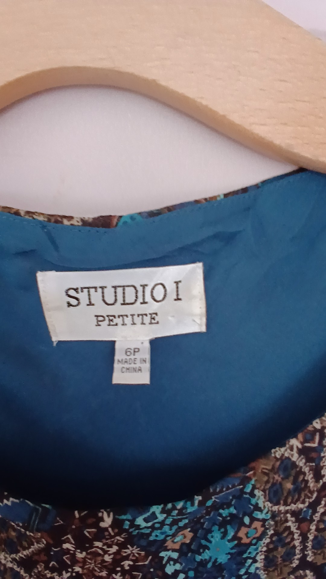 Studio I Blue Multi Patterned Sleeveless Dress Petite UK 6 image 4