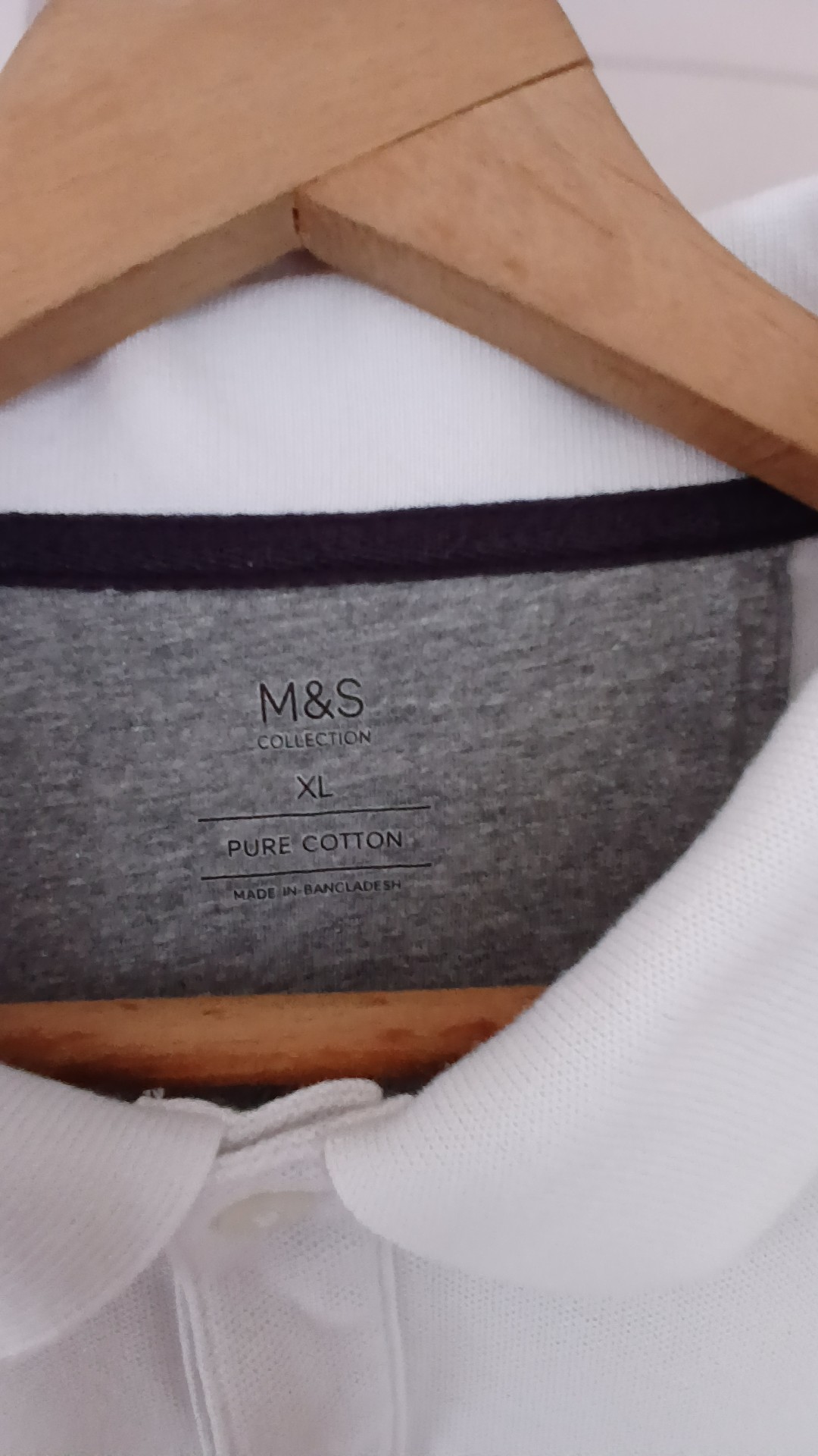 M&S White Pure Cotton Polo Shirt XL image 3