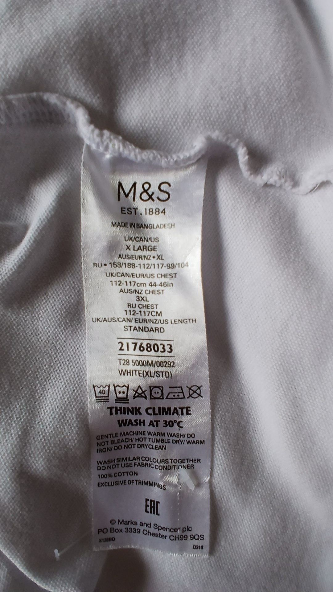 M&S White Pure Cotton Polo Shirt XL image 4