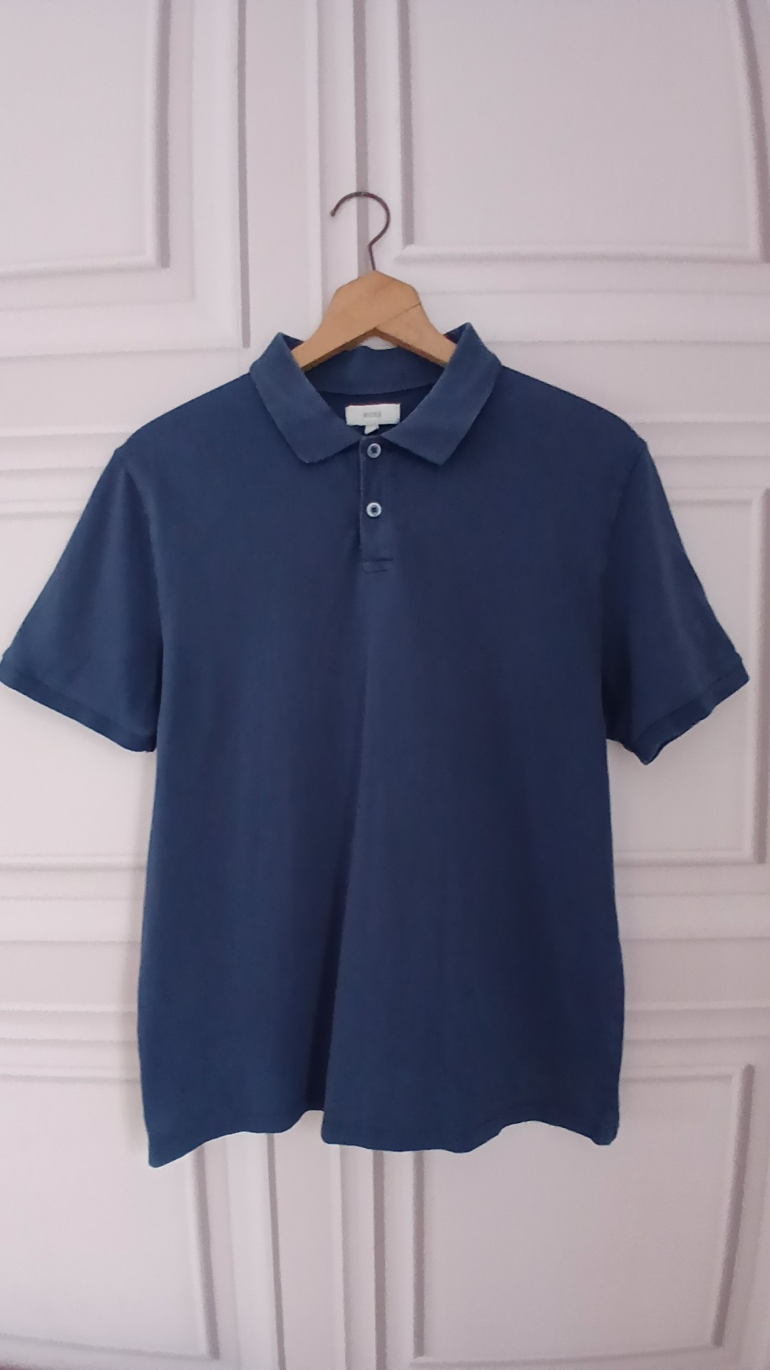 Moss Blue Cotton Polo Shirt Medium