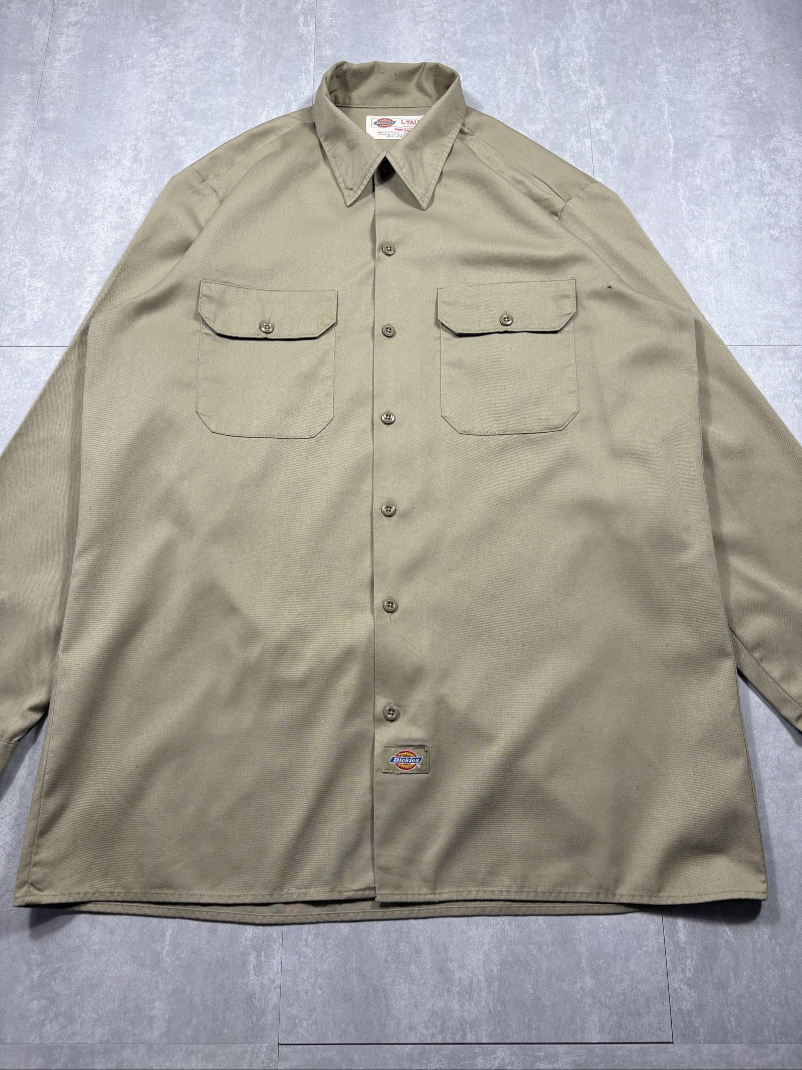 Dickies Men's Beige/Khaki Work Shirt Large Tall Poly-Cotton image 2