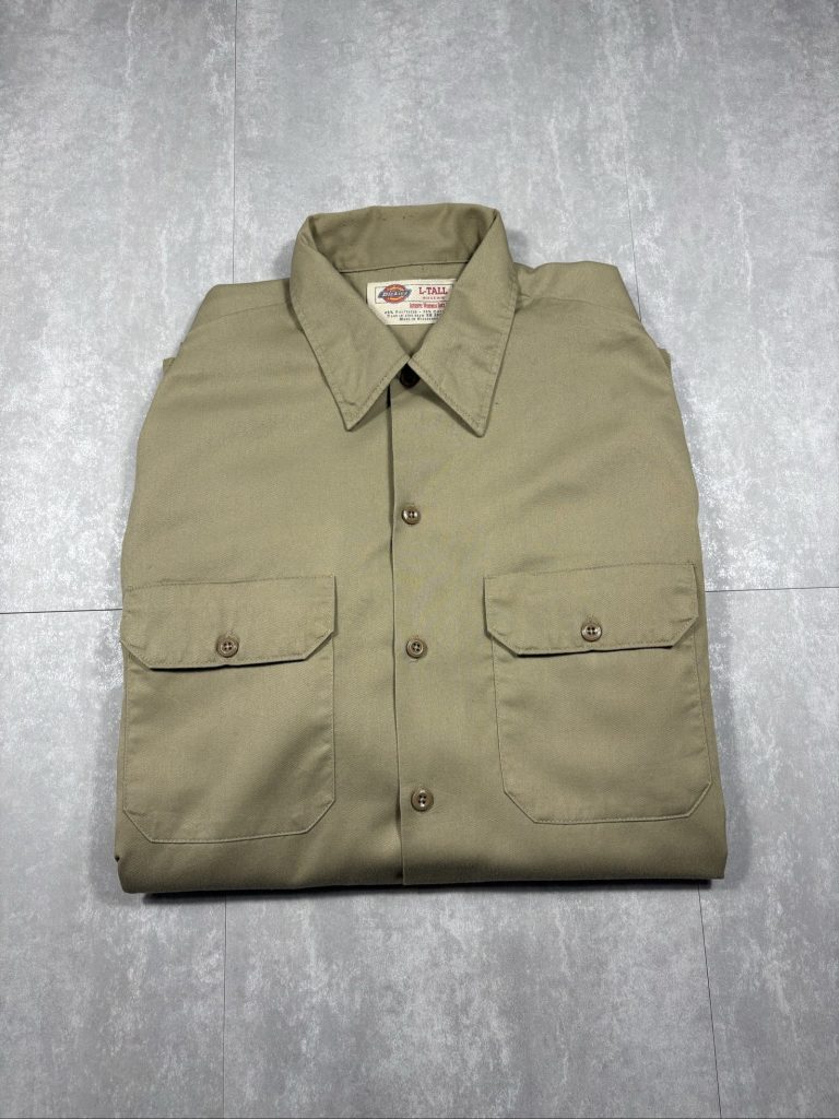 Dickies Men's Beige/Khaki Work Shirt Large Tall Poly-Cotton