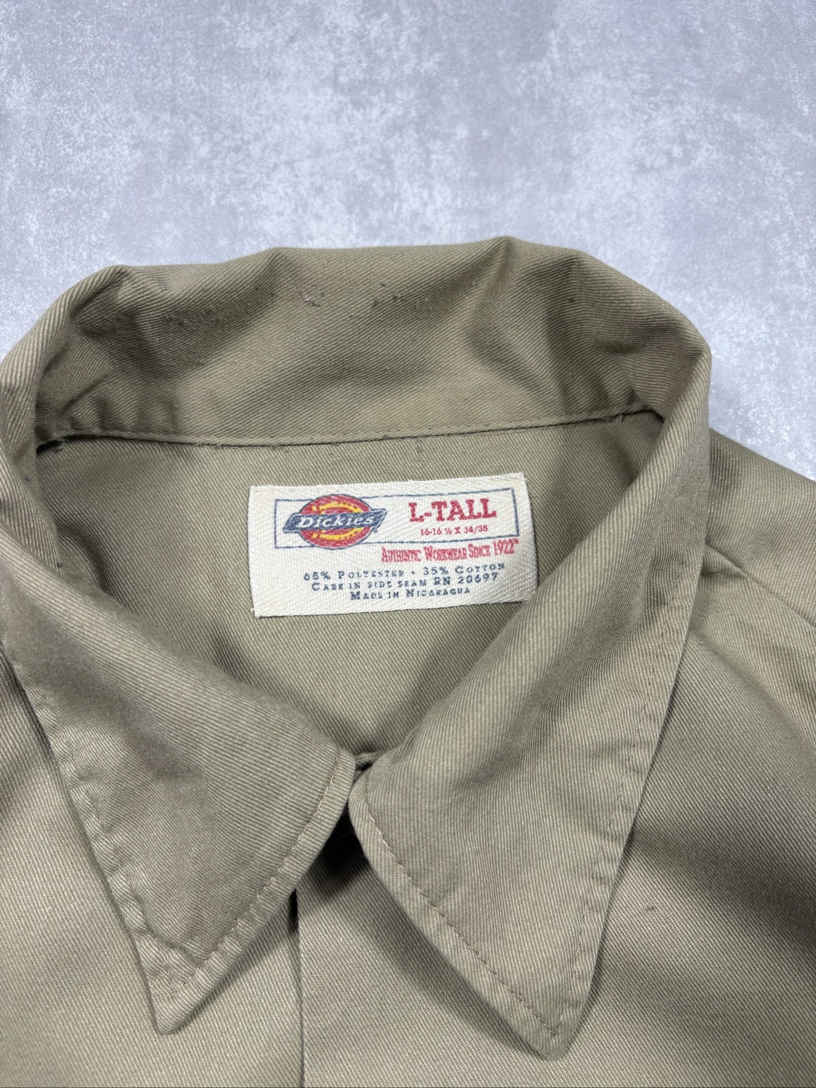 Dickies Men's Beige/Khaki Work Shirt Large Tall Poly-Cotton image 4