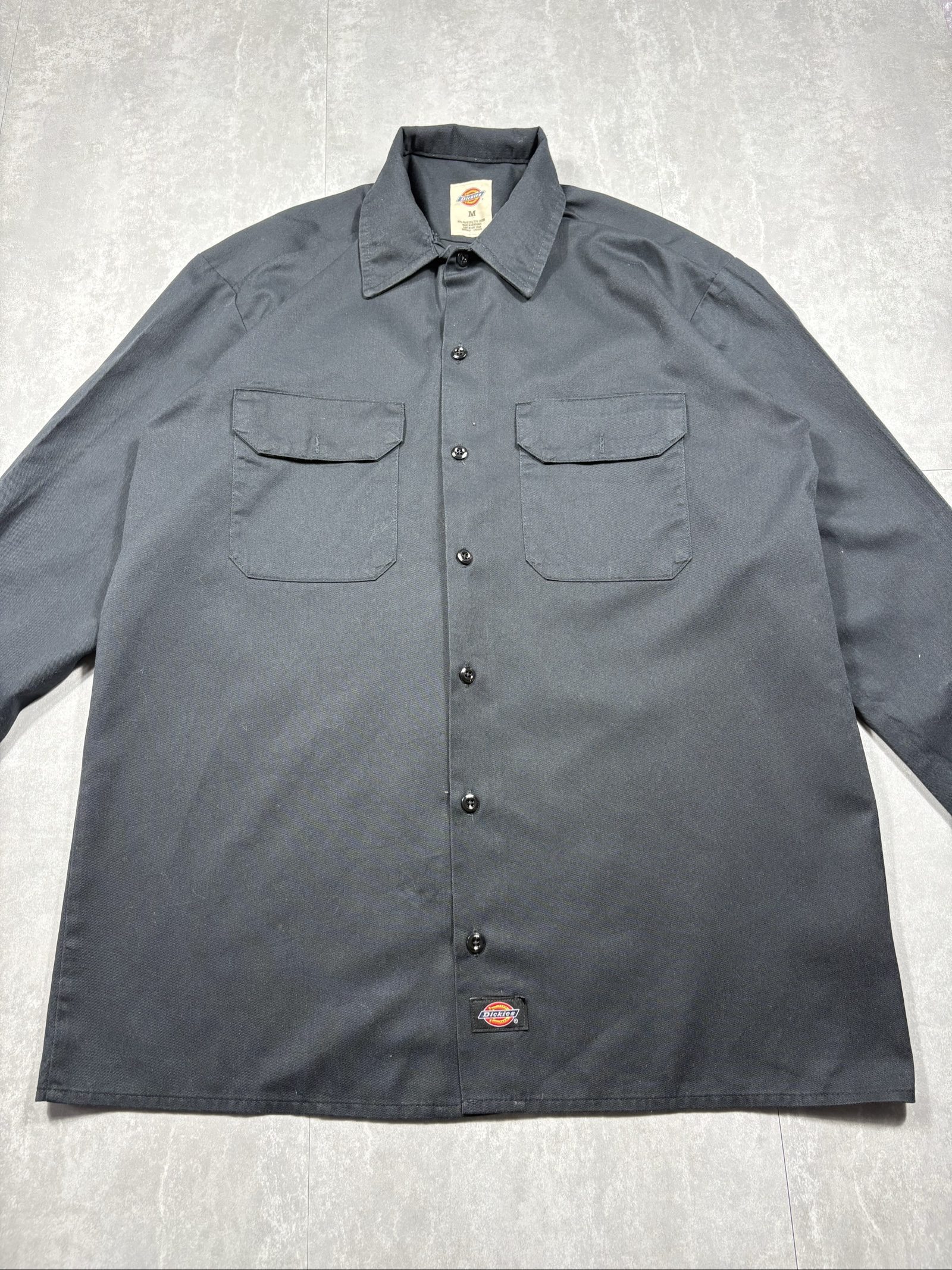 Dickies Black Button Up Shirt Medium Poly-Cotton image 2