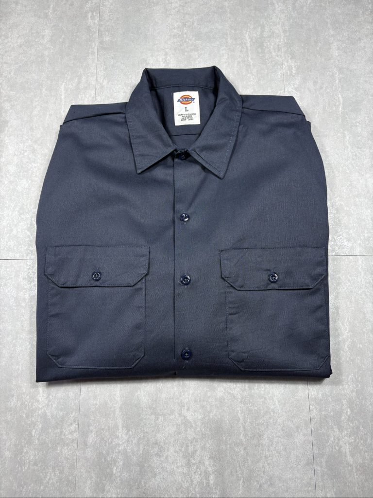 Dickies Men's Navy Polyester & Cotton Work Shirt Large