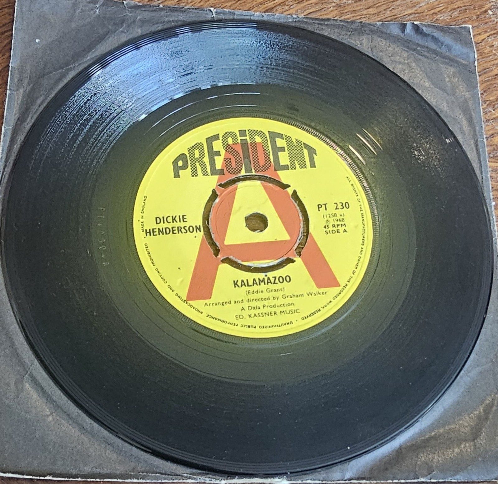 Dickie Henderson Kalamazoo PROMO President PT 230 7" Vinyl Single