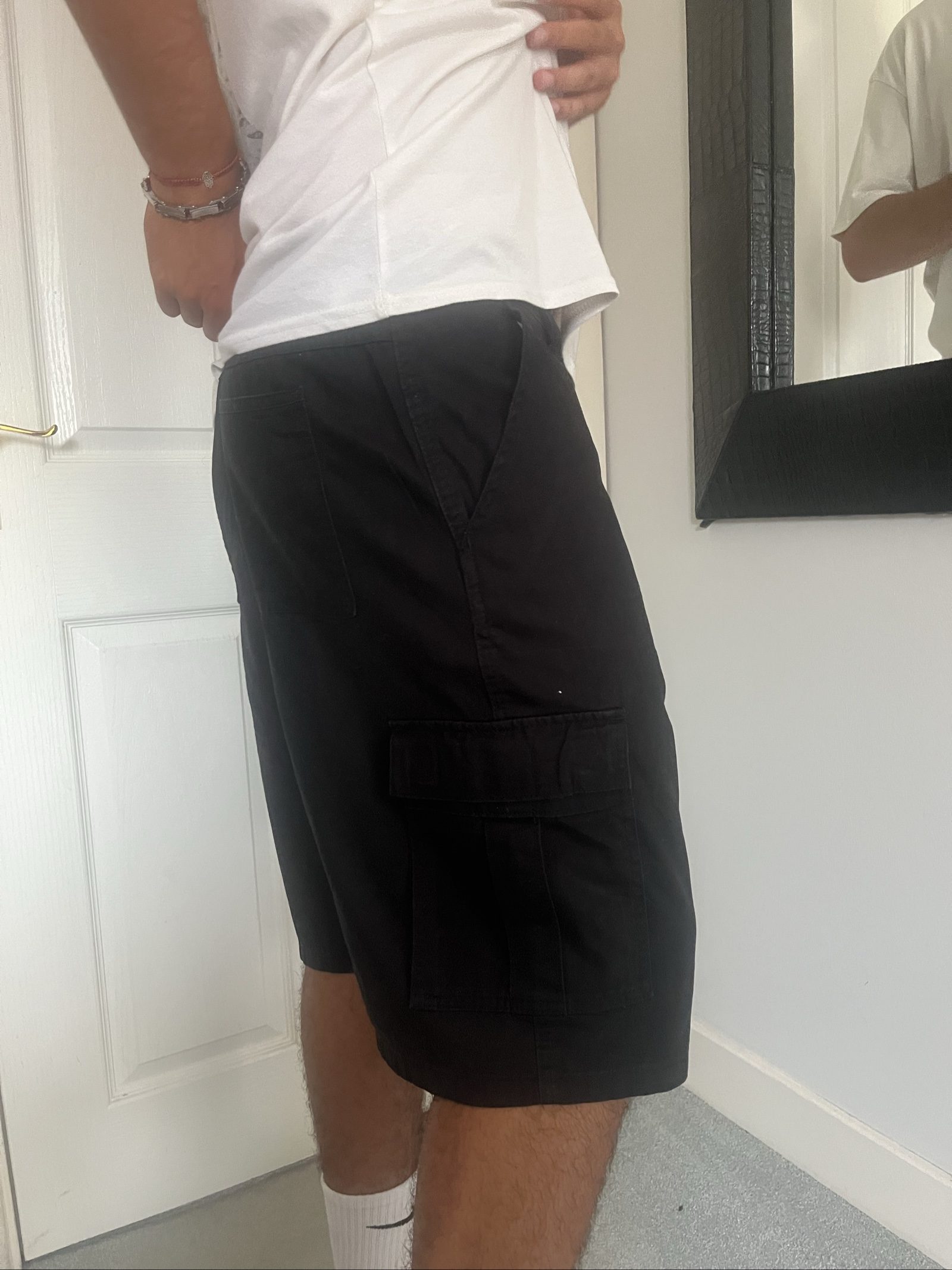 Wrangler Black Cargo Shorts Large Cotton Blend image 3