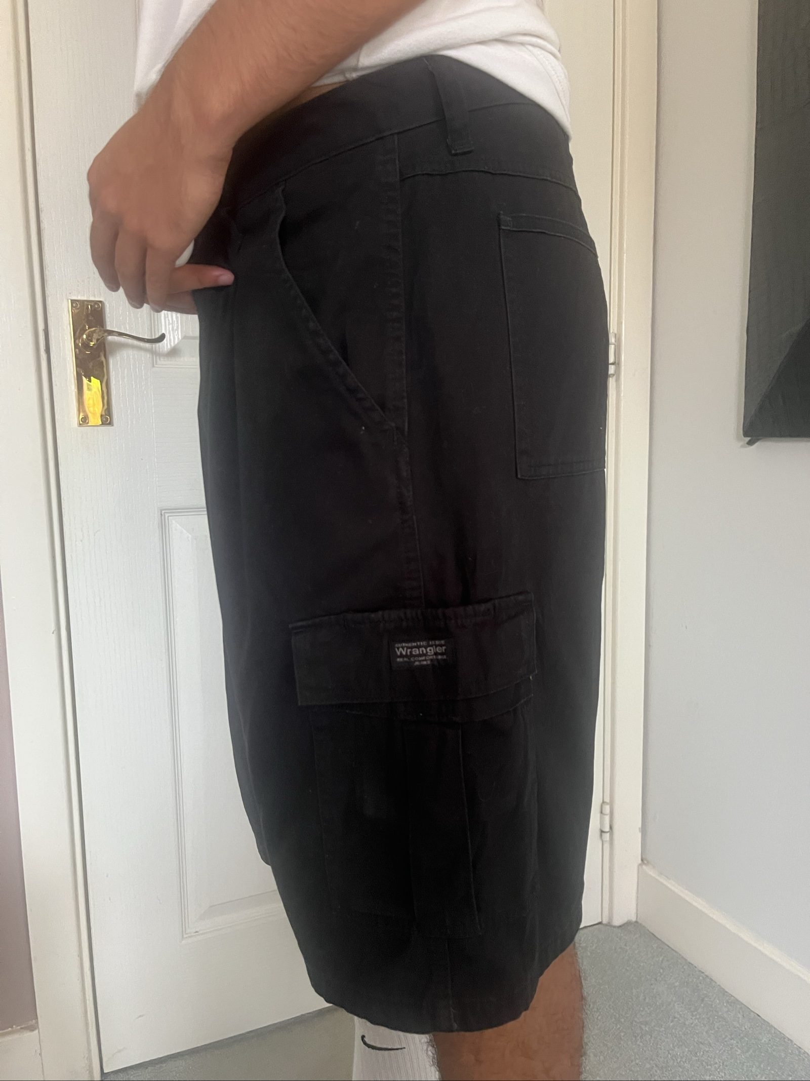 Wrangler Black Cargo Shorts Large Cotton Blend image 4