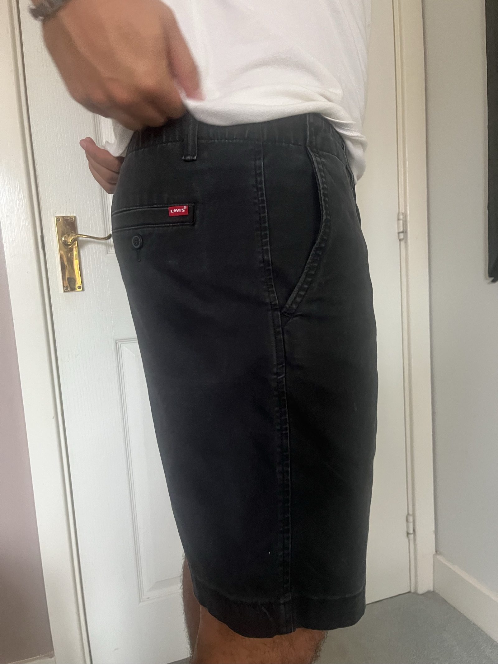 Levi's Black Men's Chino Shorts Medium with Buttoned Back Pockets image 3