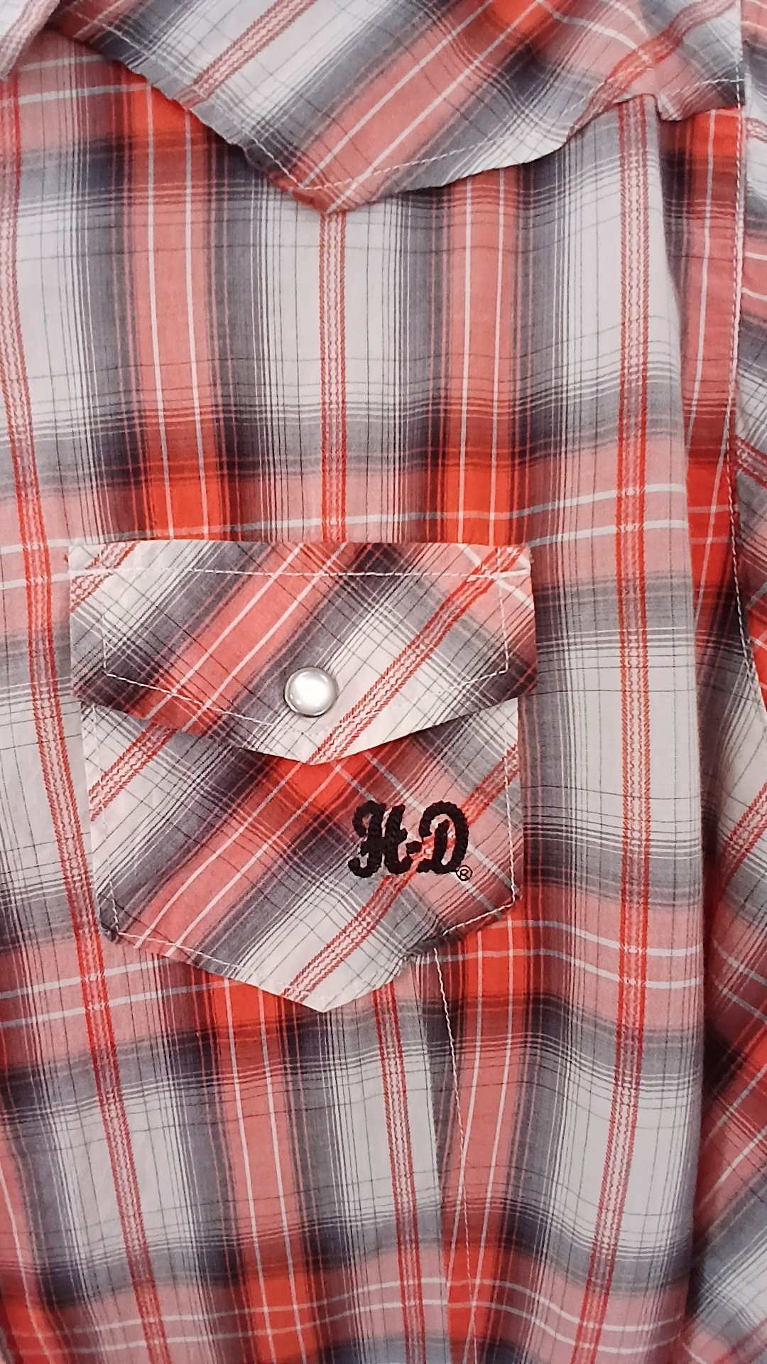Harley-Davidson Women's Red Grey Plaid 100% Cotton Shirt Embroidered UK 22 image 3
