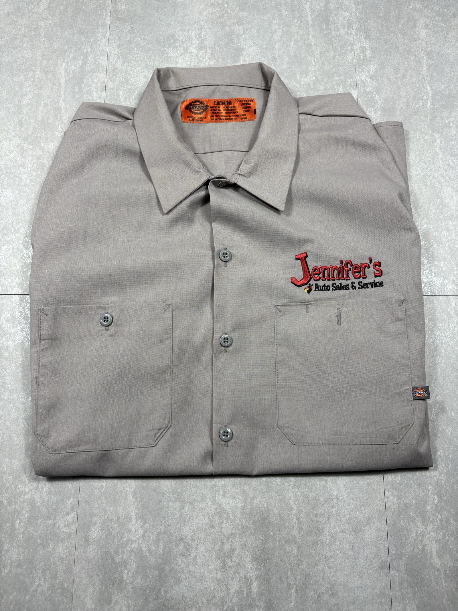Dickies Grey Work Shirt Men's XL Embroidered Logo