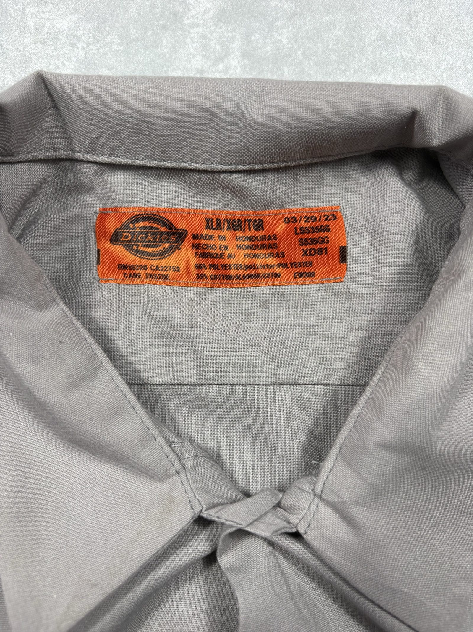 Dickies Grey Work Shirt Men's XL Embroidered Logo image 3