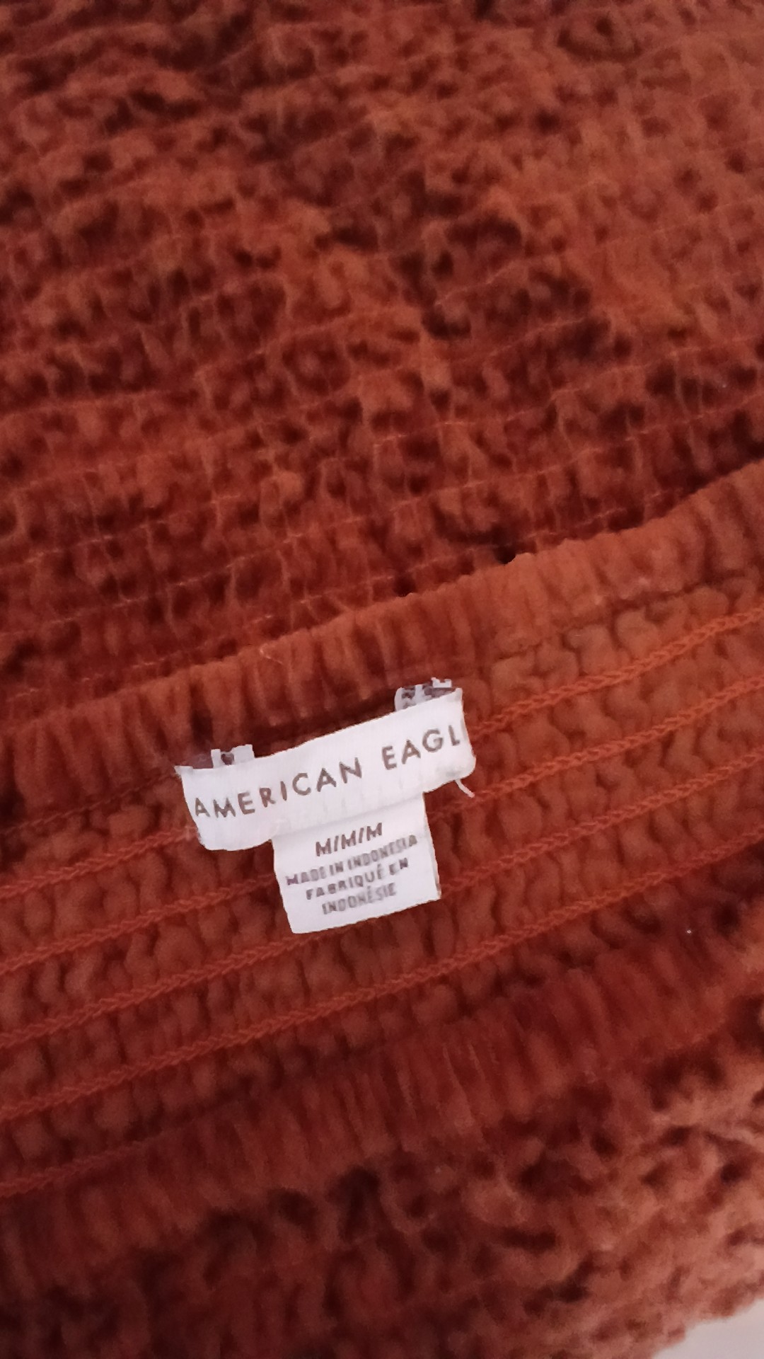 American Eagle Rust Brown Puff Sleeve 100% Cotton Crop Top UK 8 image 3