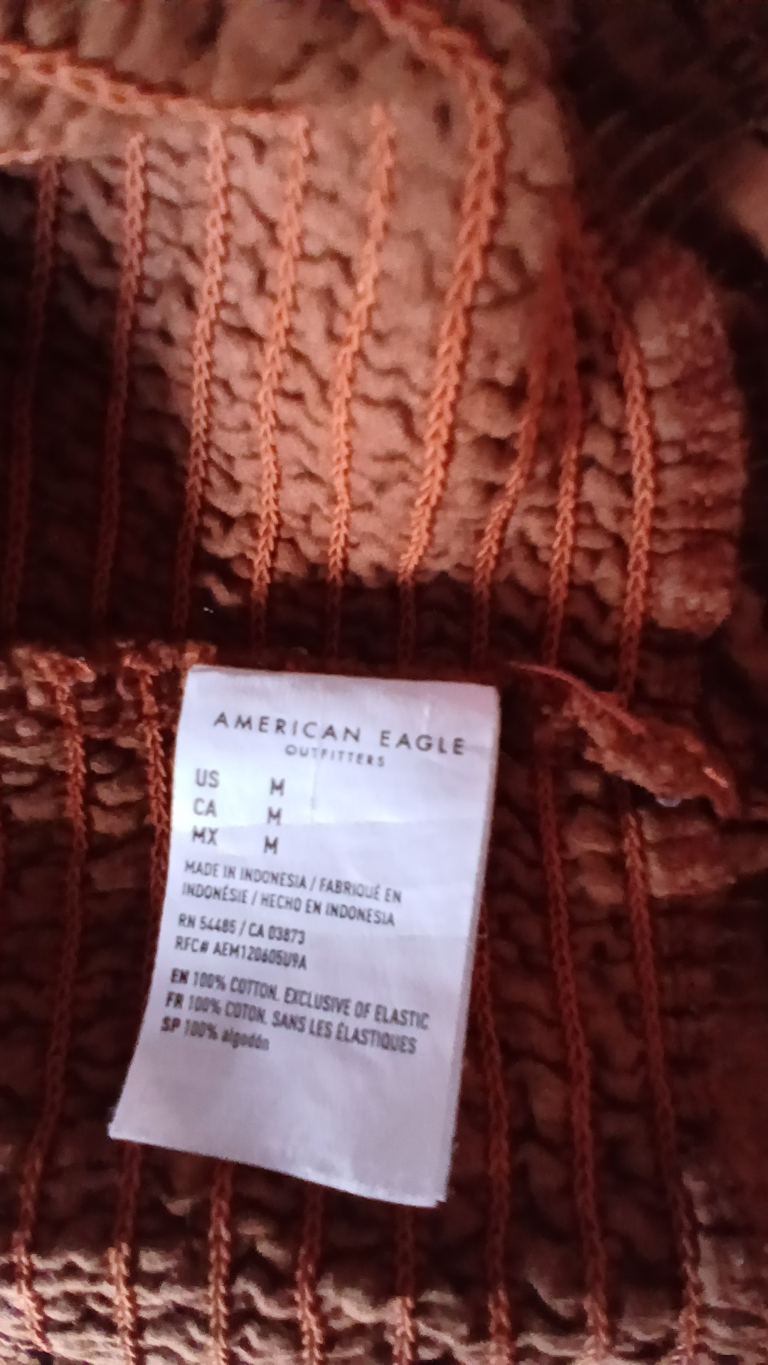 American Eagle Rust Brown Puff Sleeve 100% Cotton Crop Top UK 8 image 4