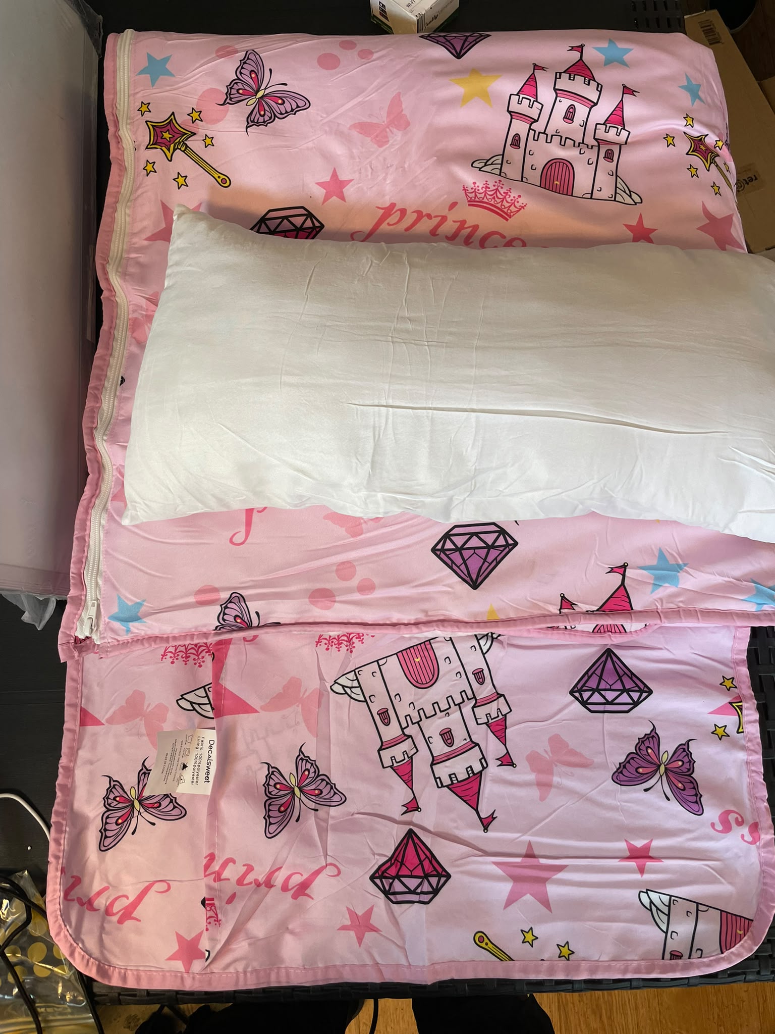 Kinder slaapzak / Slaapmatje met kussen - Prinses - Roze image 2