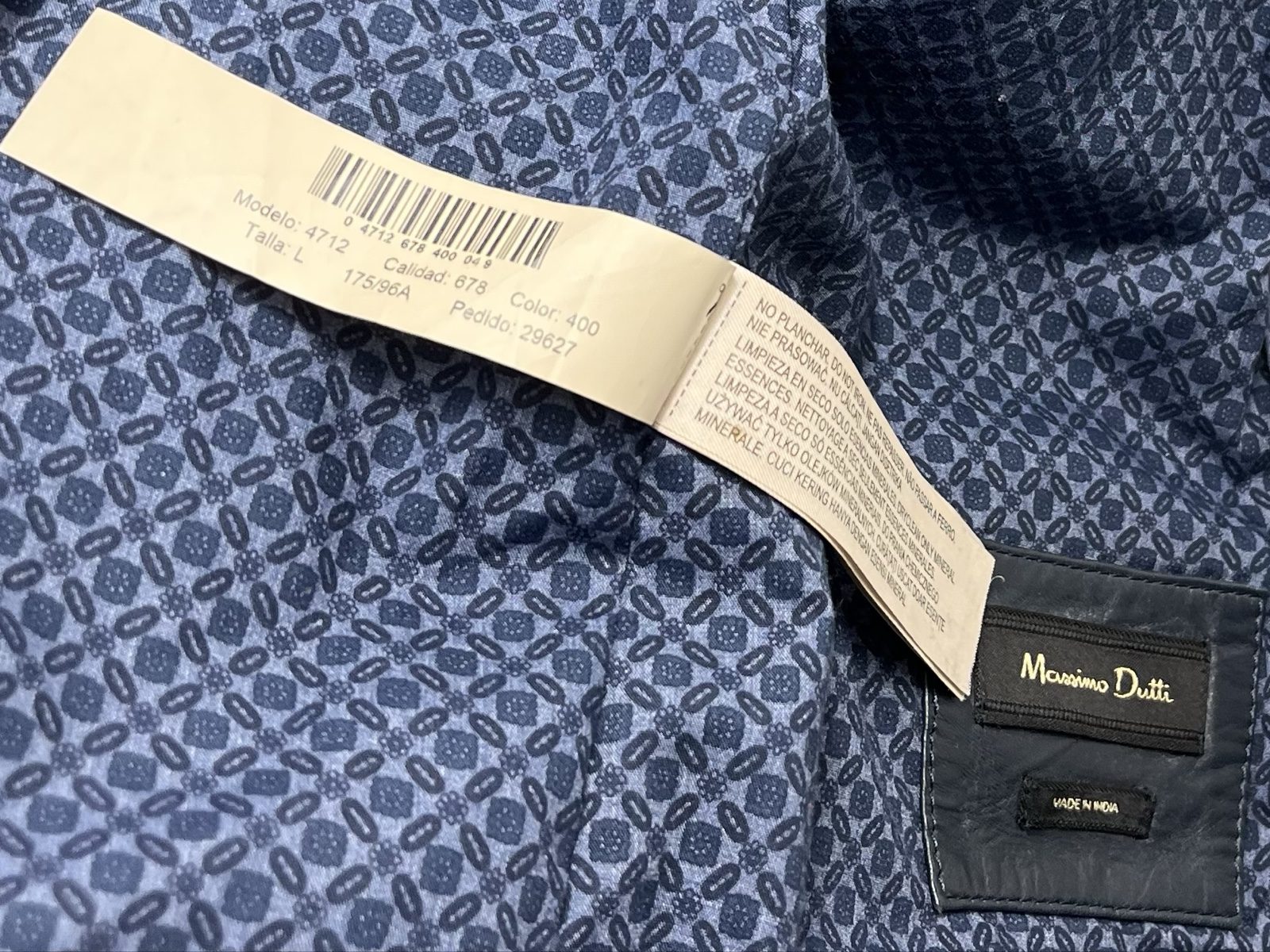 Massimo Dutti Navy genuine Leather Jacket utility Y2K image 10