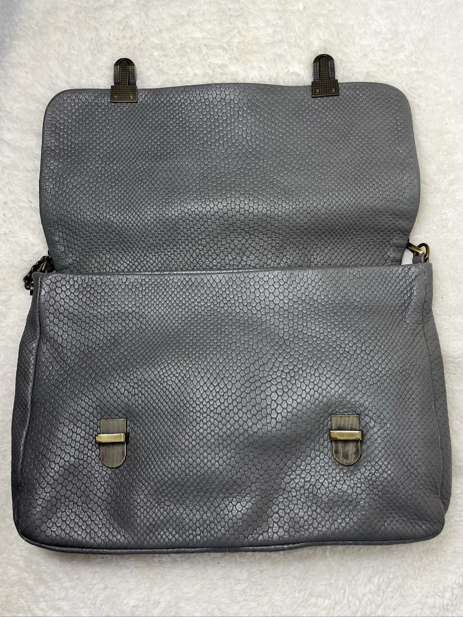 Grey Faux Leather Chain Handle Shoulder Bag image 8