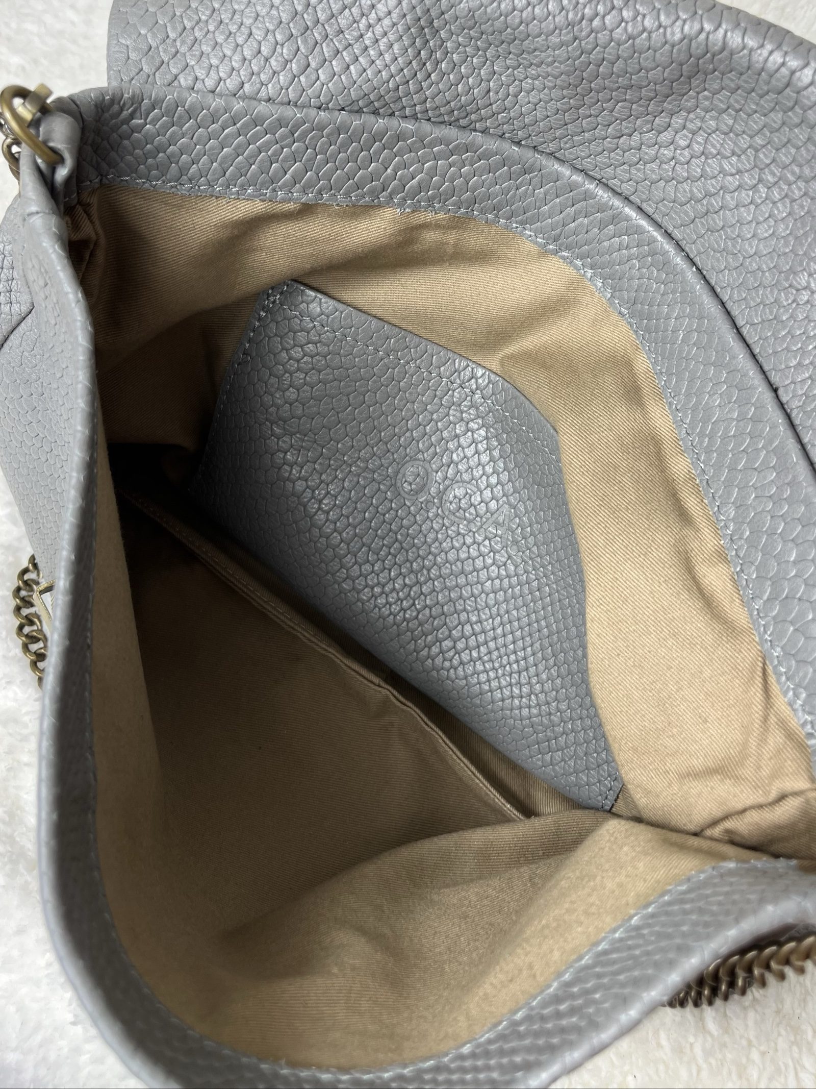 Grey Faux Leather Chain Handle Shoulder Bag image 10