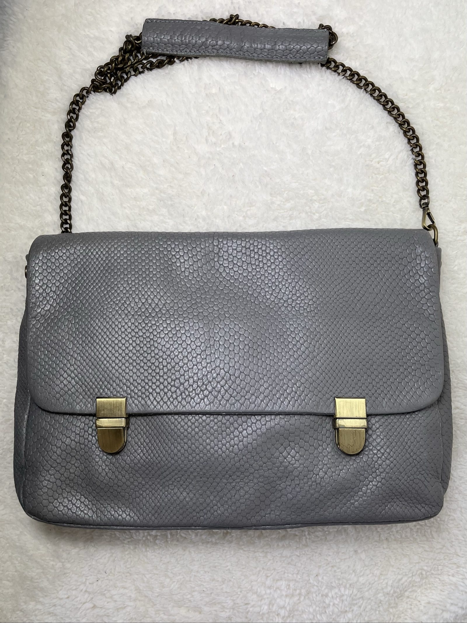 Genuine Leather Messenger Bag Medium Python Reptile chain strap image 3