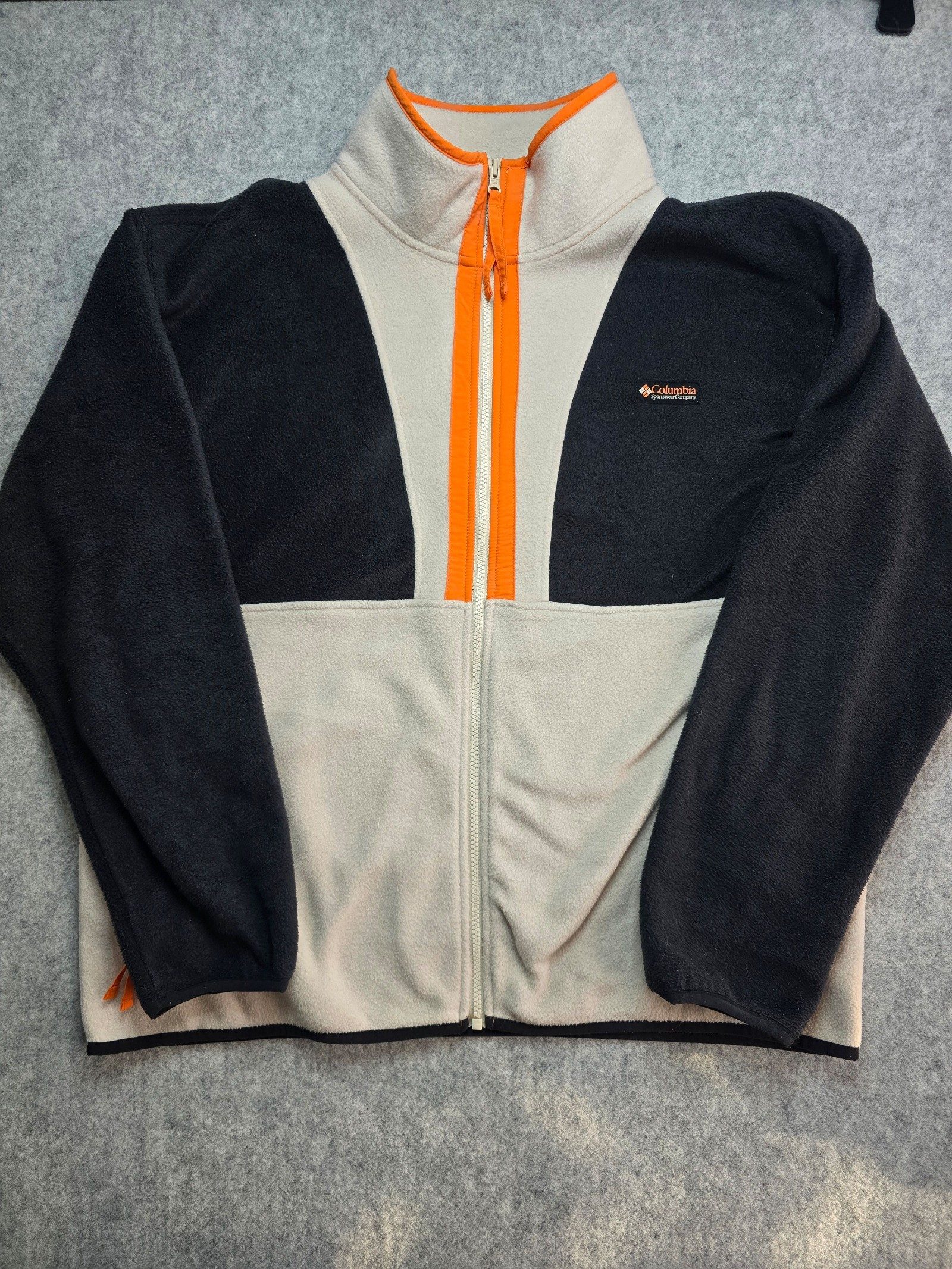 Columbia Fleece Jacket Black Beige Orange Full Zip XXL