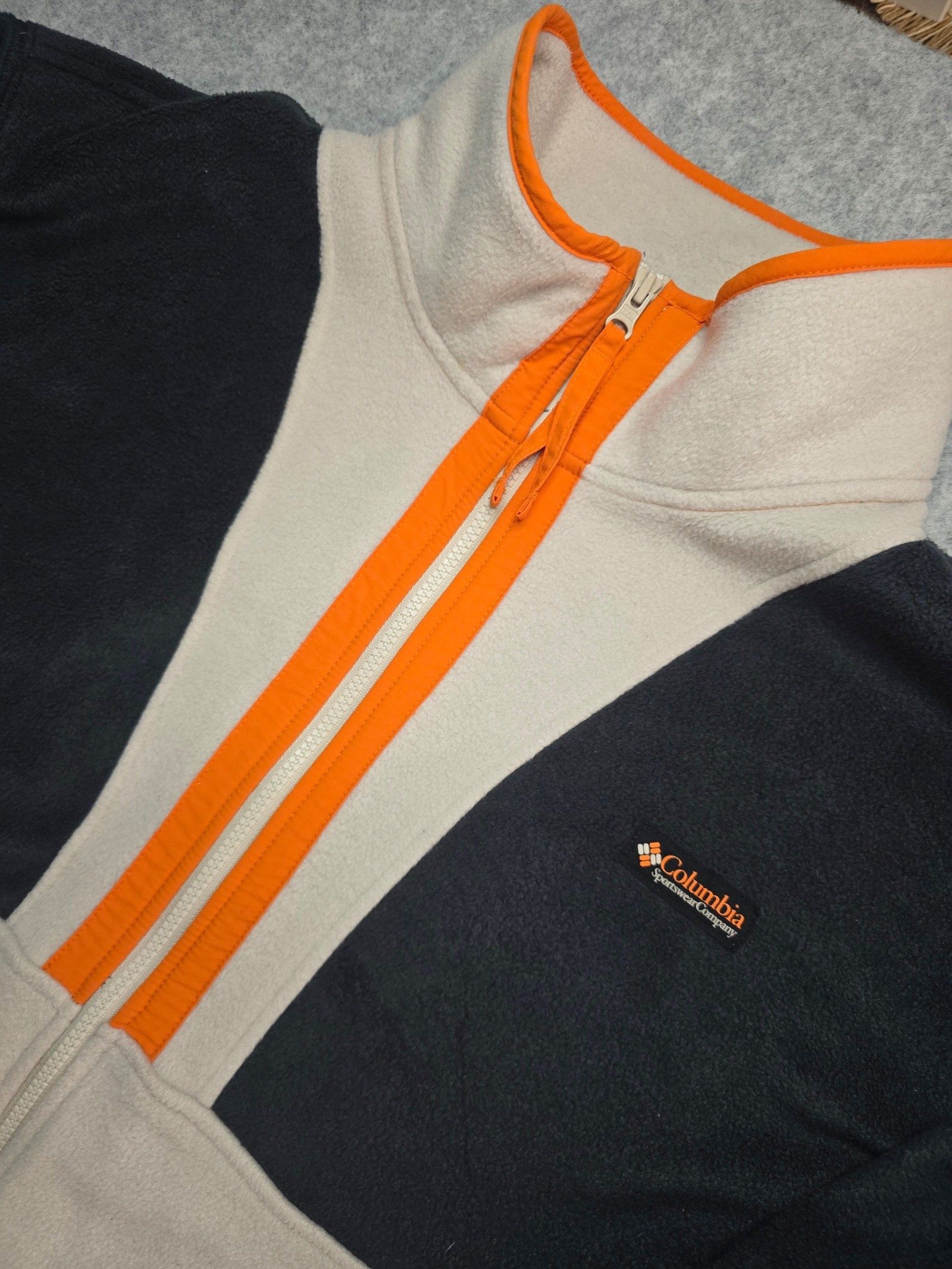 Columbia Fleece Jacket Black Beige Orange Full Zip XXL image 4