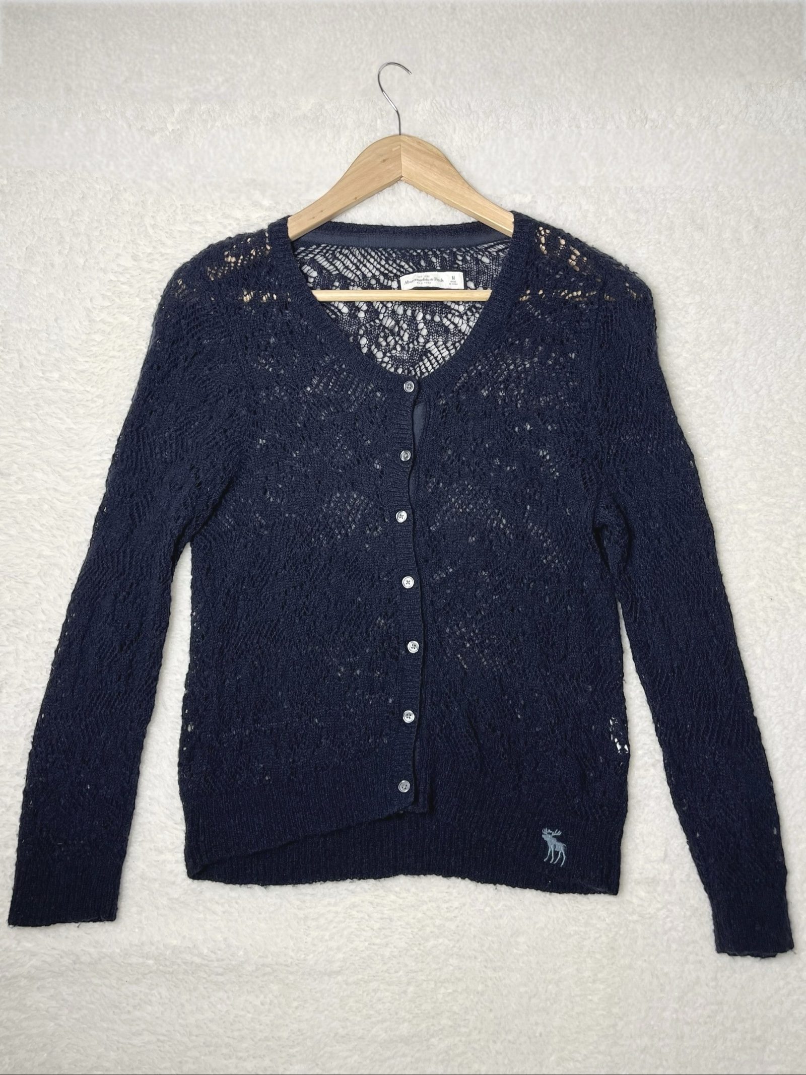 Abercrombie & Fitch Women's Navy Knit Button Cardigan Medium