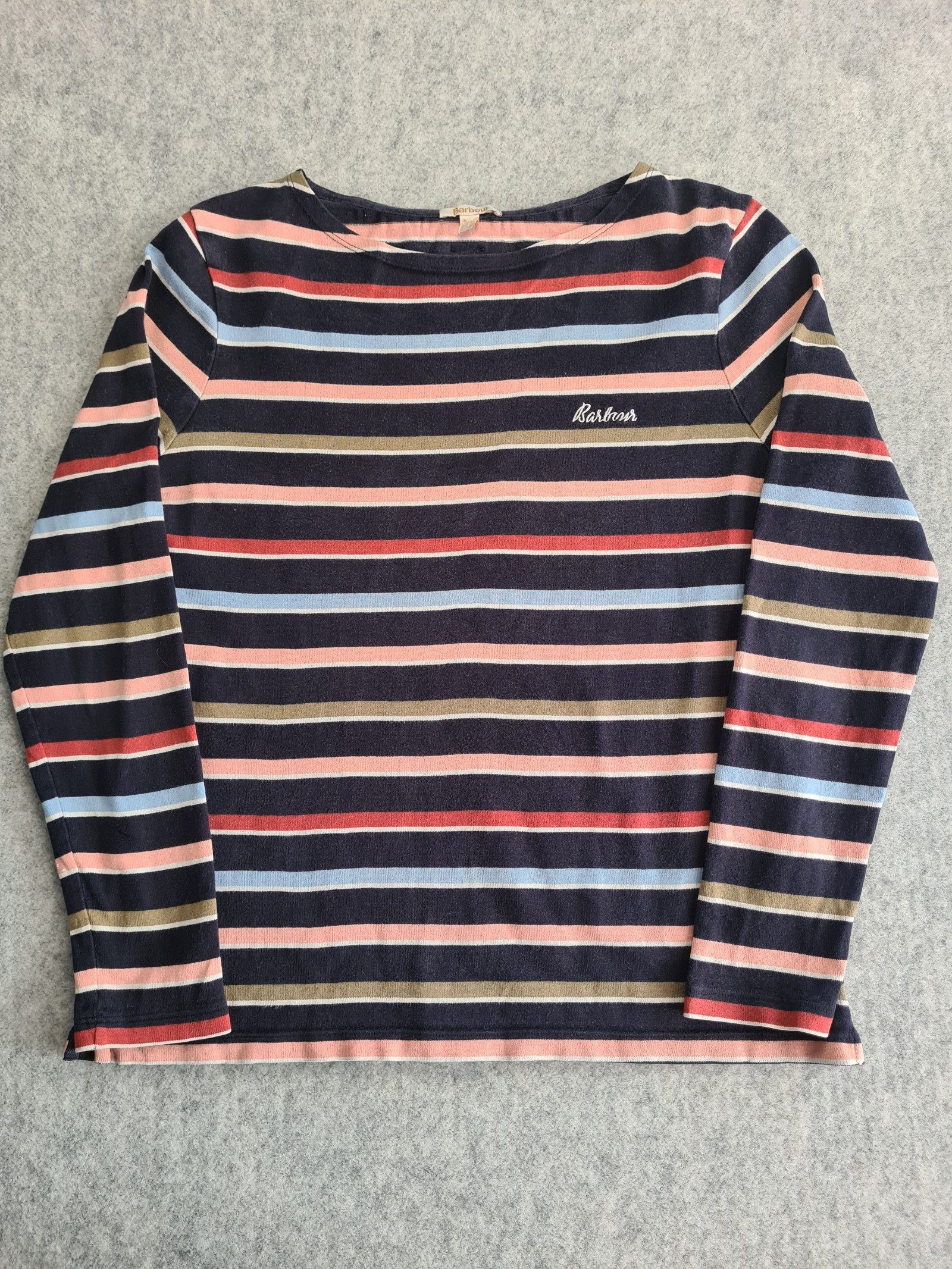 Barbour Women's Navy Multi Striped Long Size 12 Top 1166