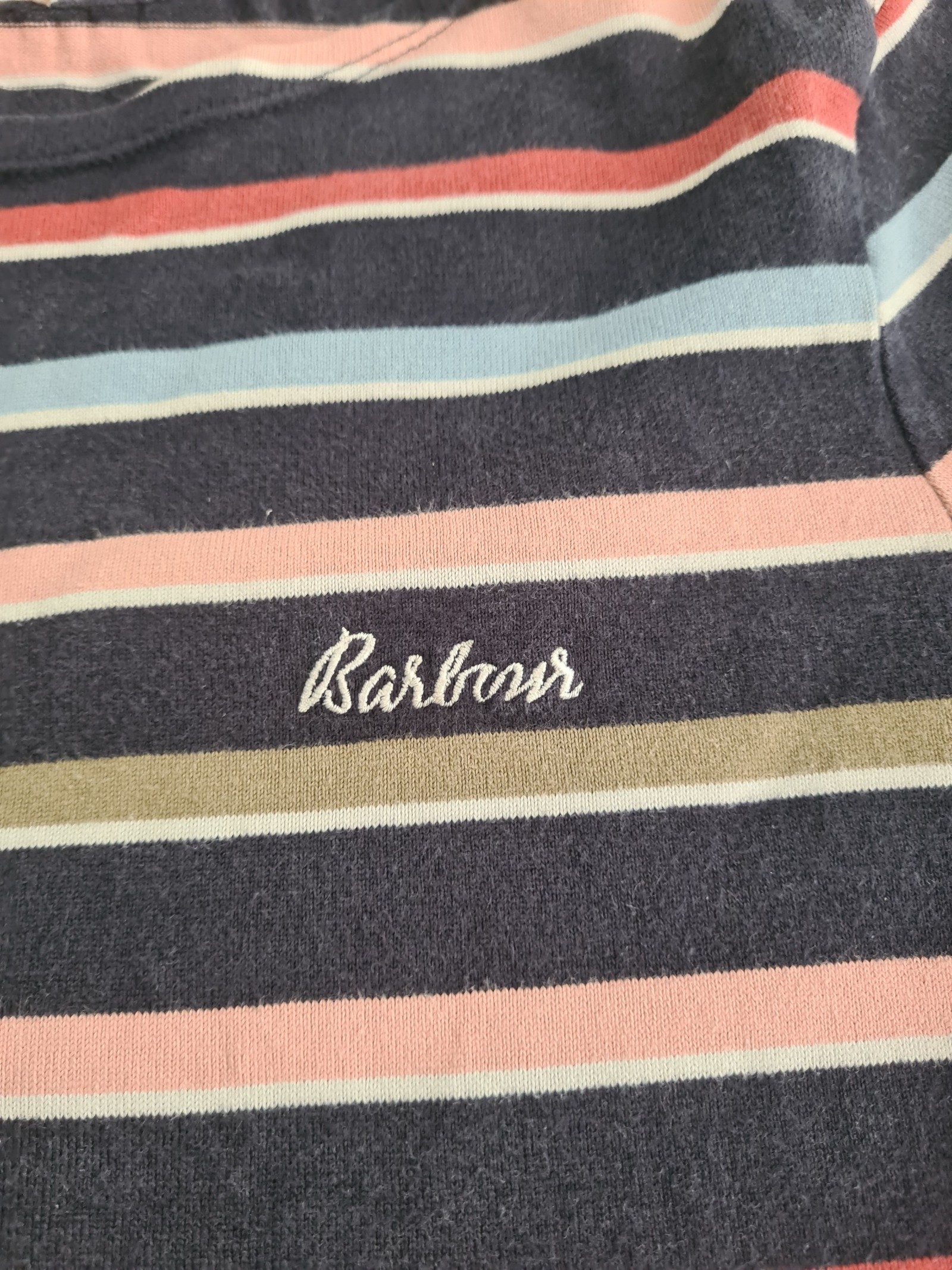 Barbour Women's Navy Multi Striped Long Size 12 Top 1166 image 4