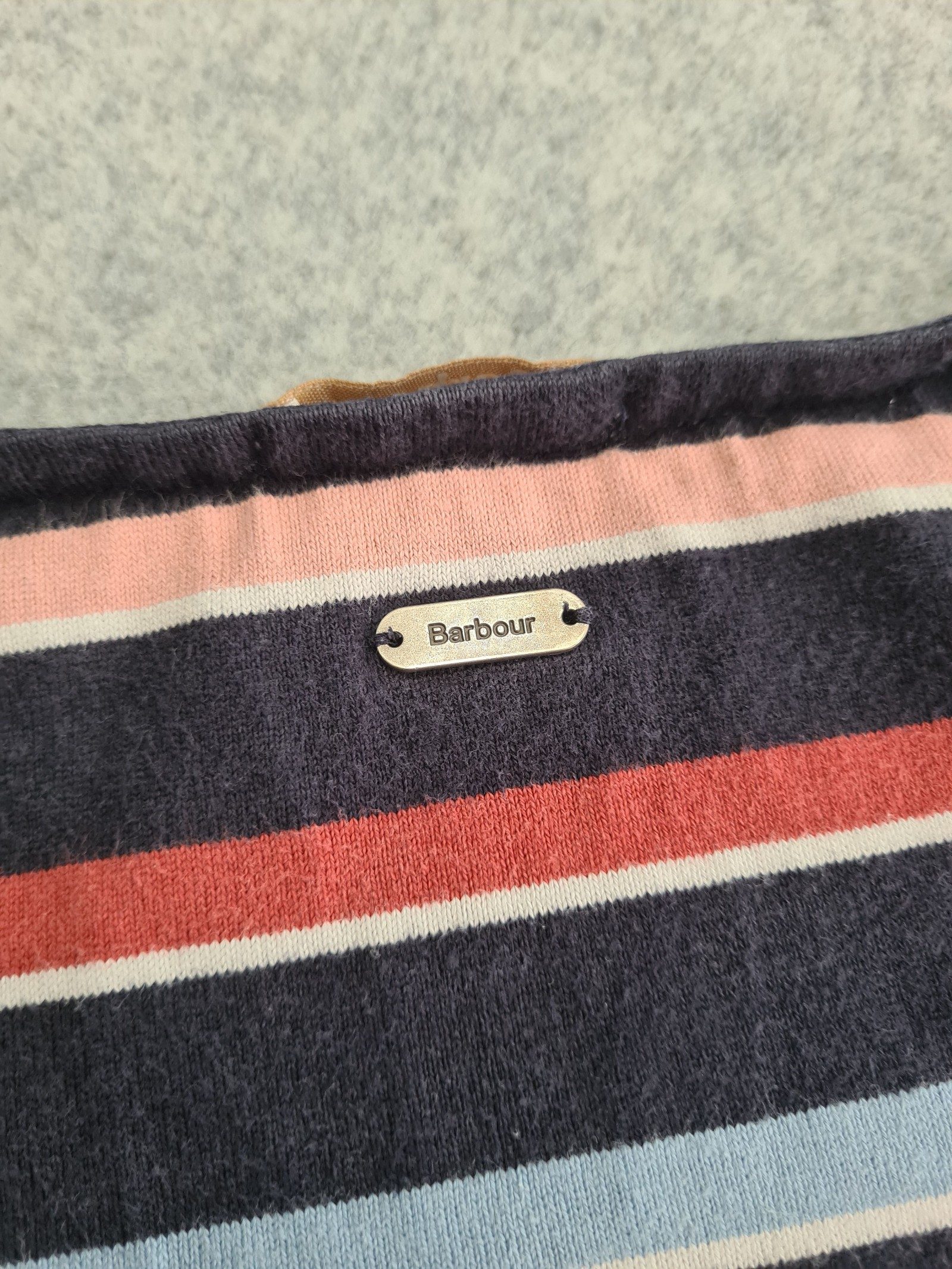 Barbour Women's Navy Multi Striped Long Size 12 Top 1166 image 6