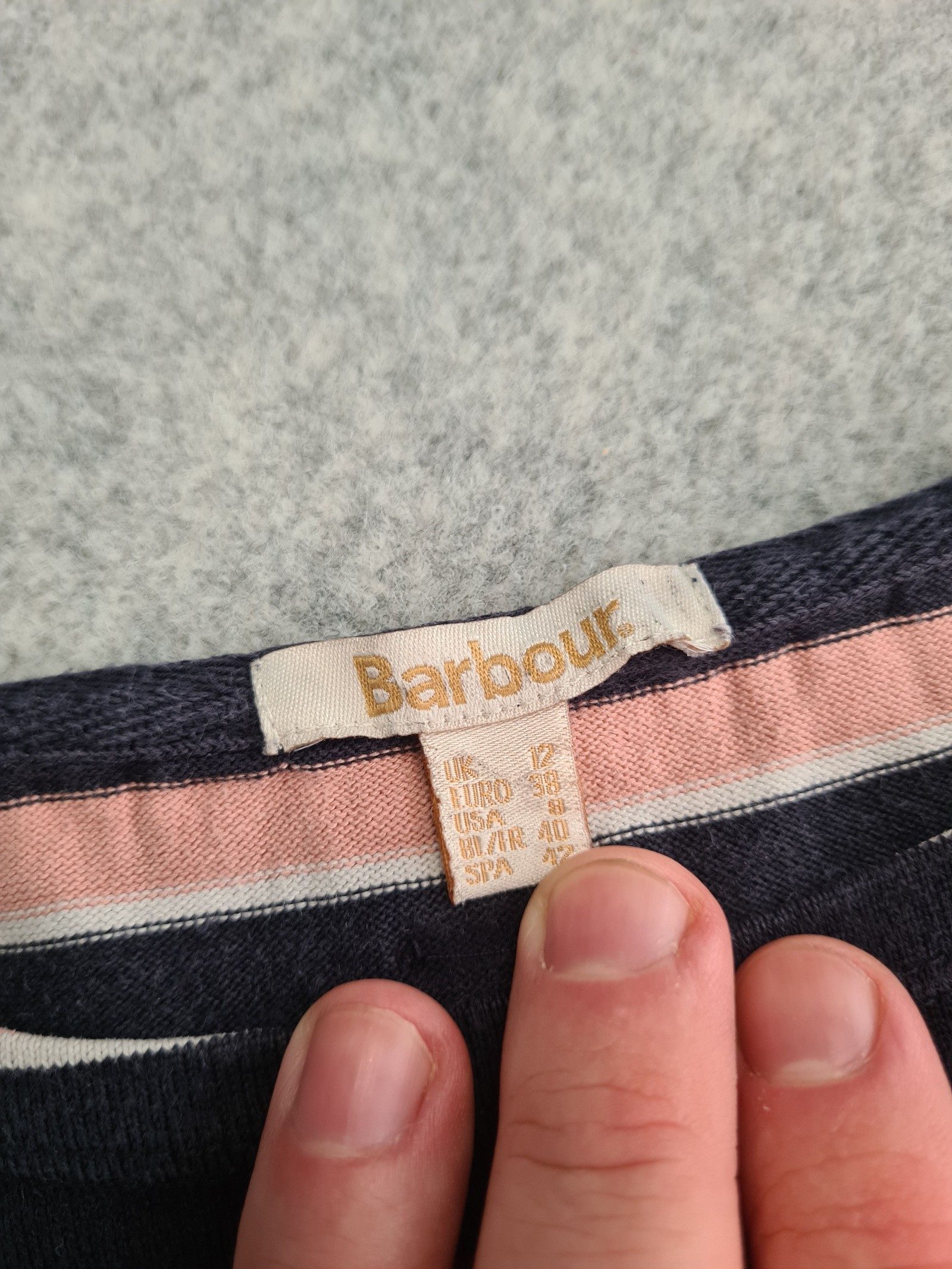 Barbour Women's Navy Multi Striped Long Size 12 Top 1166 image 7